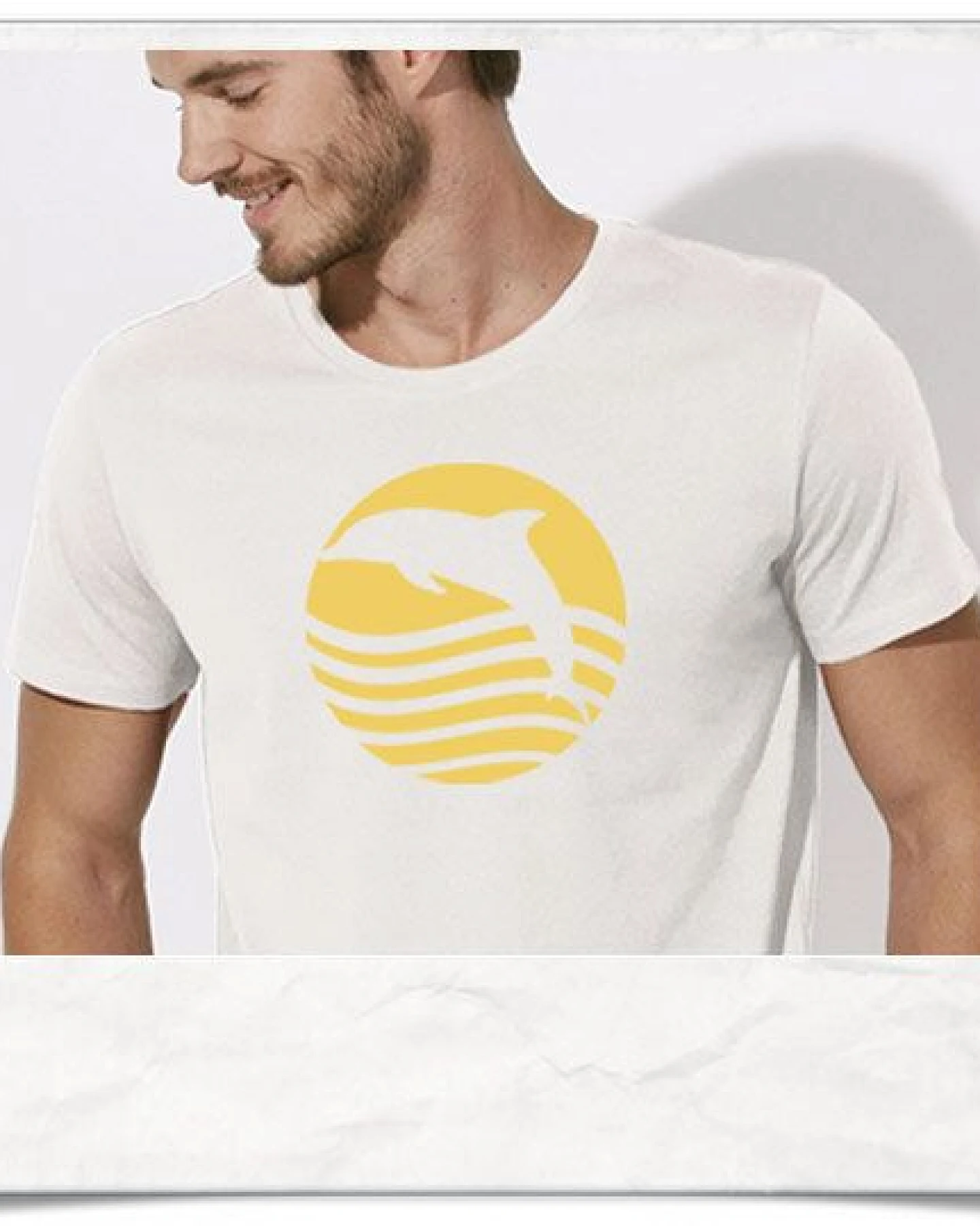 Picopoc T-Shirt Delfin / Sonnenaufgang mit Delphin in weiss – Ansicht 2