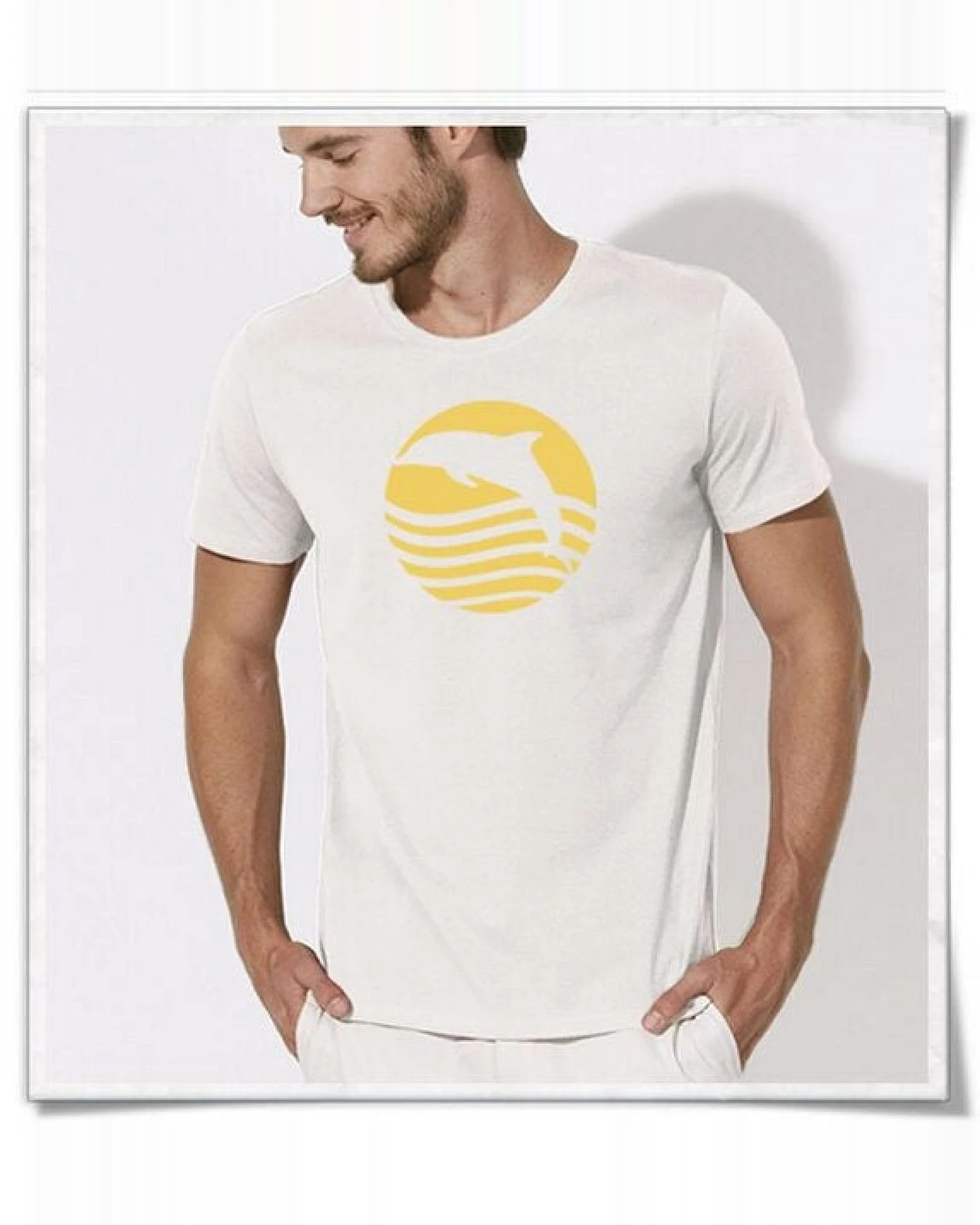 Picopoc T-Shirt Delfin / Sonnenaufgang mit Delphin in weiss – Ansicht 4