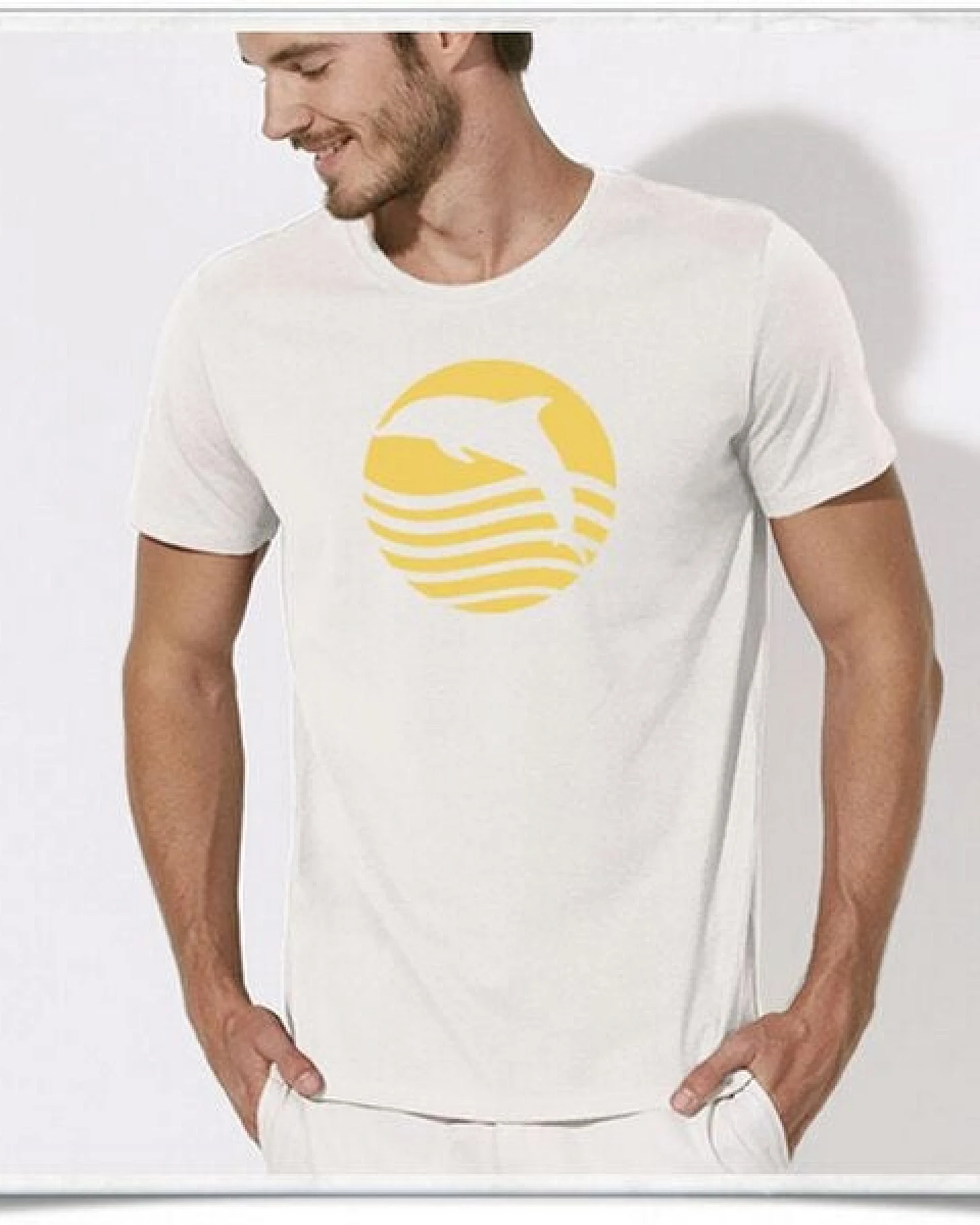 Picopoc T-Shirt Delfin / Sonnenaufgang mit Delphin in weiss – Ansicht 4