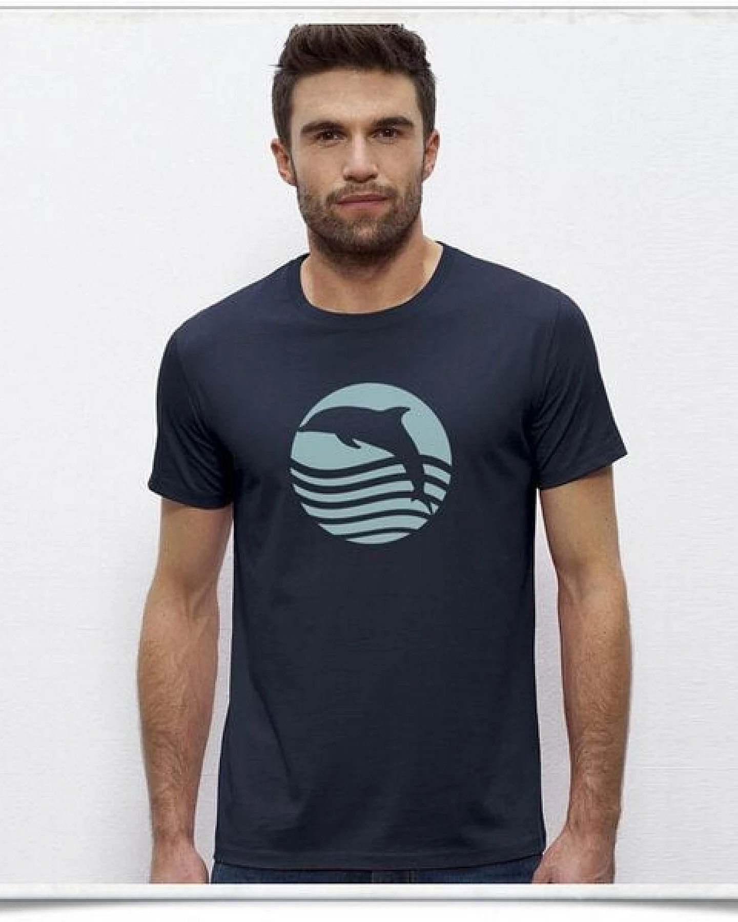 Picopoc T-Shirt Delfin, Sonnenuntergang mit Delphin in dunkelblau / Navy blau – Ansicht 4