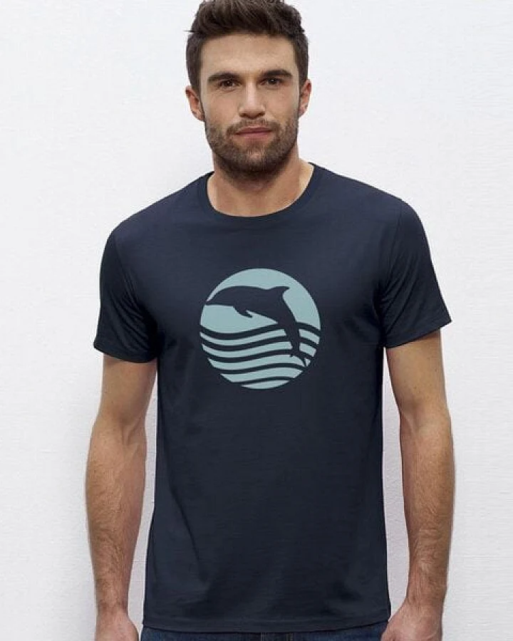 Picopoc T-Shirt Delfin, Sonnenuntergang mit Delphin in dunkelblau / Navy blau