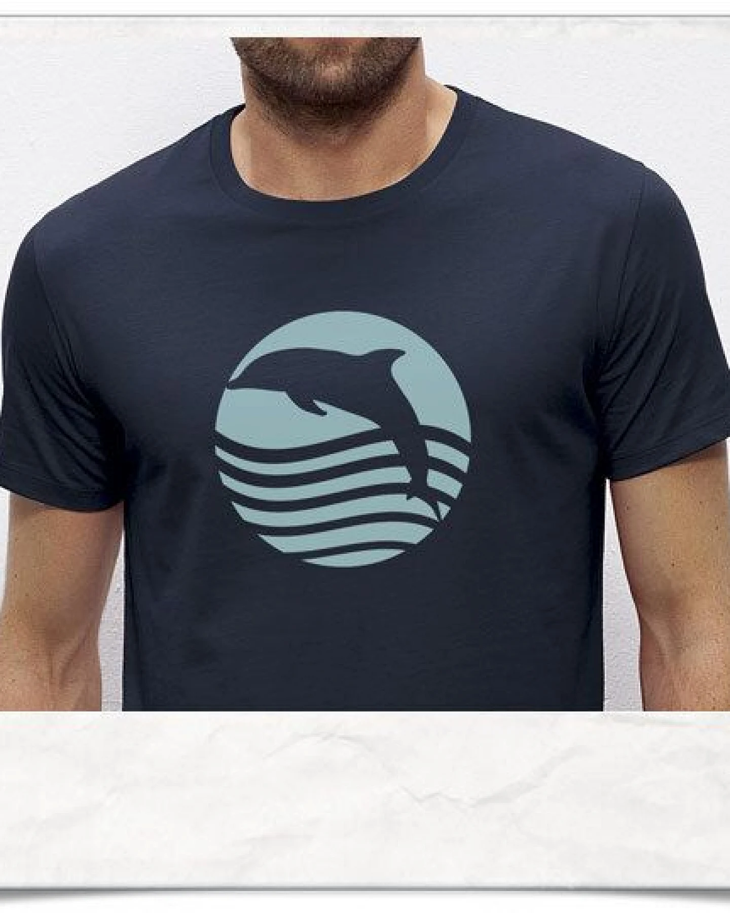 Picopoc T-Shirt Delfin, Sonnenuntergang mit Delphin in dunkelblau / Navy blau – Ansicht 2