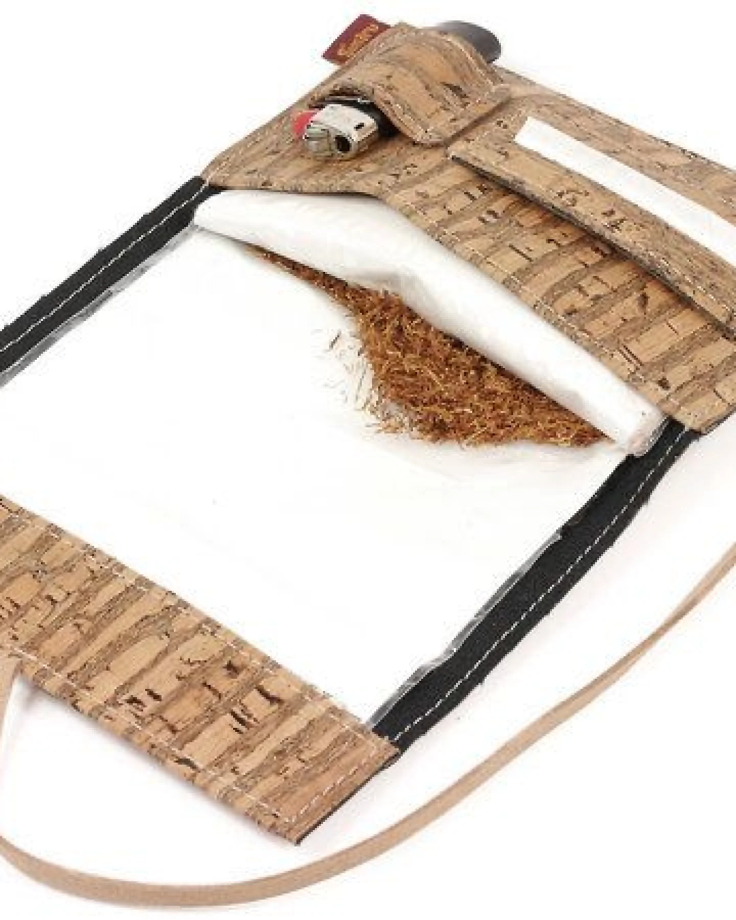 Simaru Tabaktasche aus robustem Kork / Korkstoff inkl. Fächern mit Band – Ansicht 2