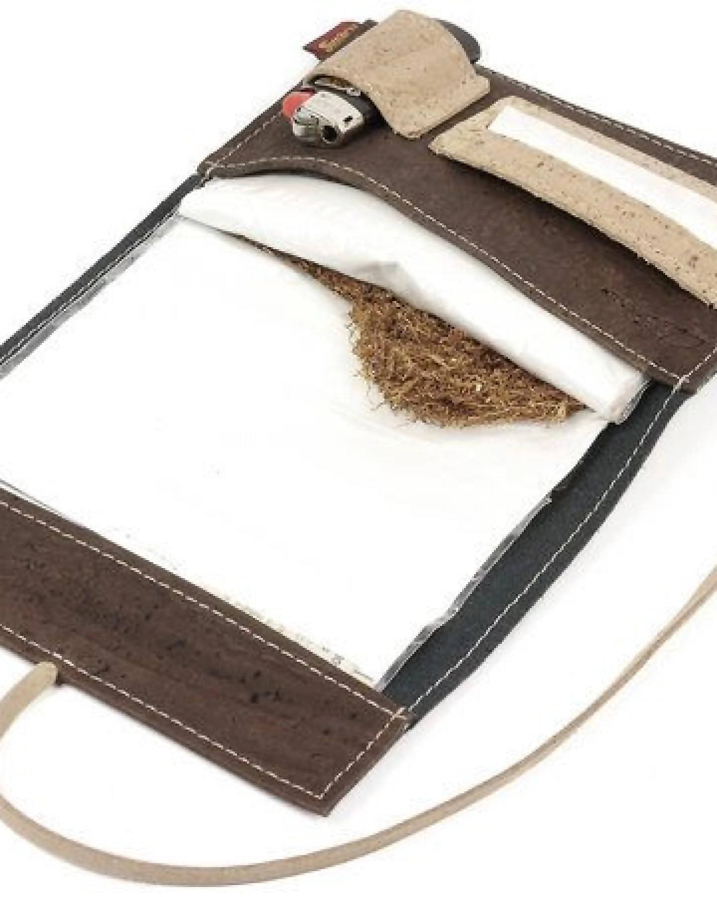 Simaru Tabaktasche aus robustem Kork / Korkstoff inkl. Fächern mit Band – Ansicht 2