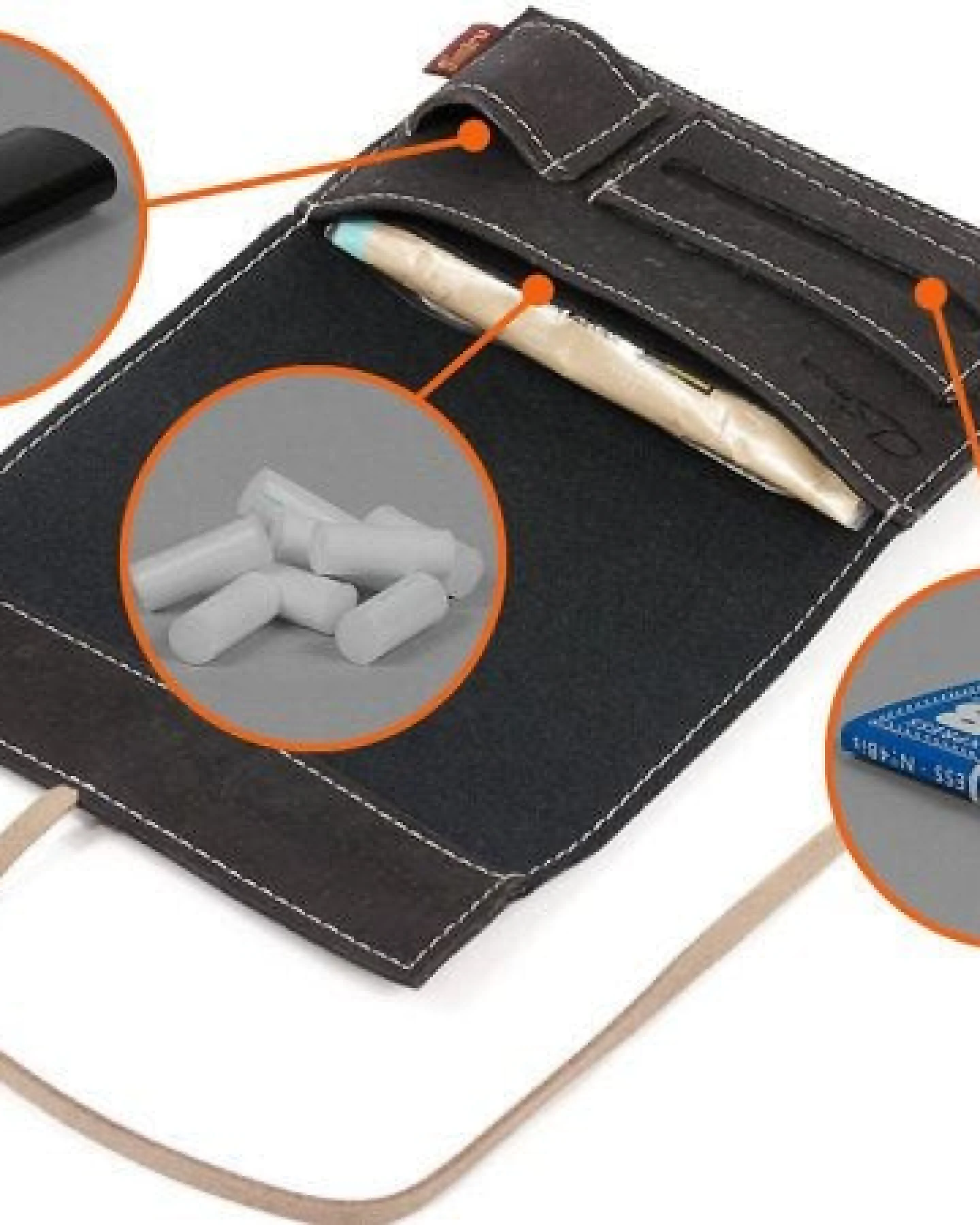 Simaru Tabaktasche aus robustem Kork / Korkstoff inkl. Fächern mit Band – Ansicht 4