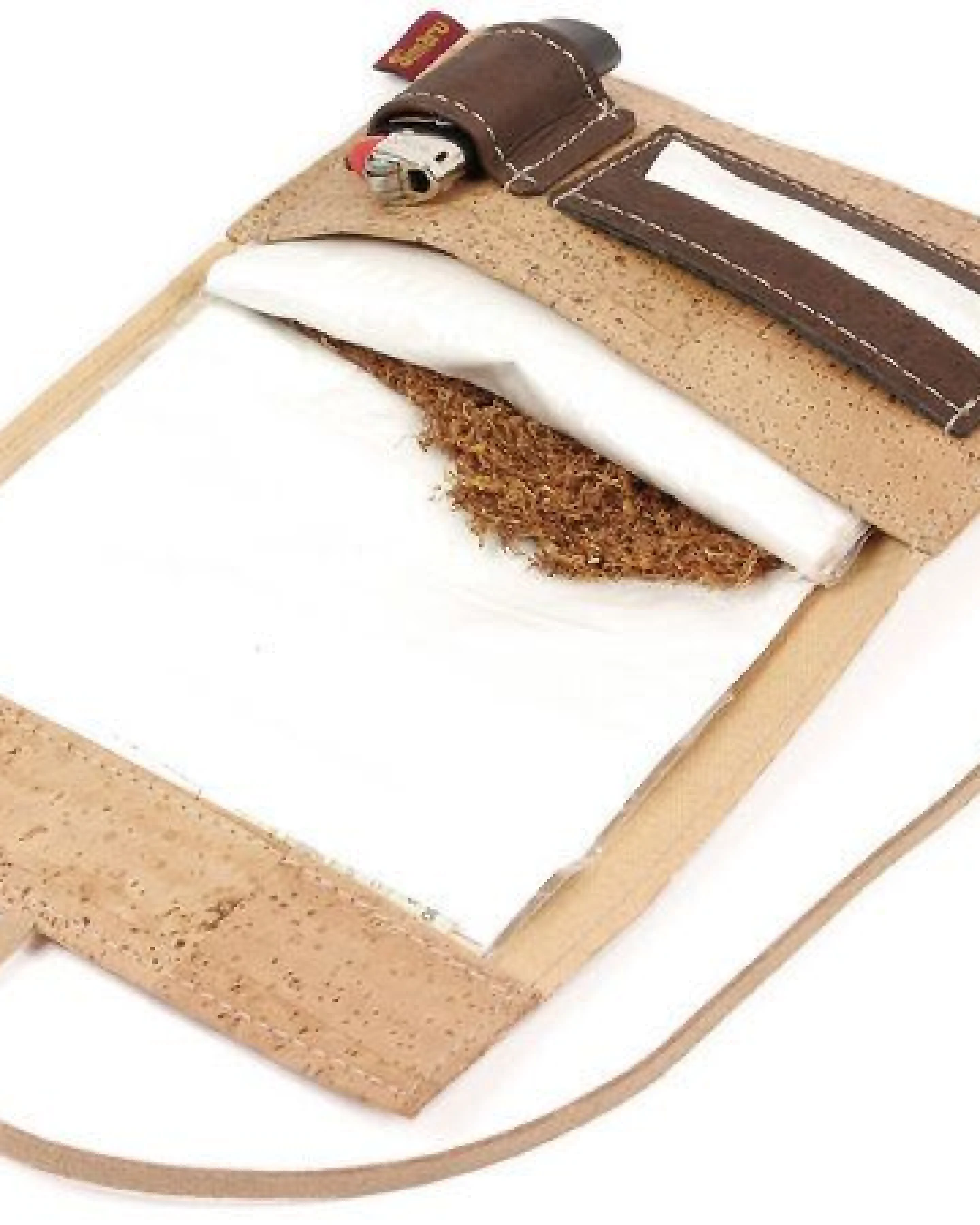 Simaru Tabaktasche aus robustem Kork / Korkstoff inkl. Fächern mit Band – Ansicht 2