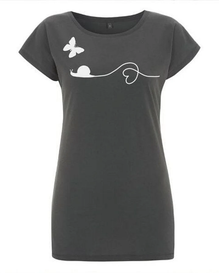 Picopoc T-Shirt Schnecke und Schmetterling in grau