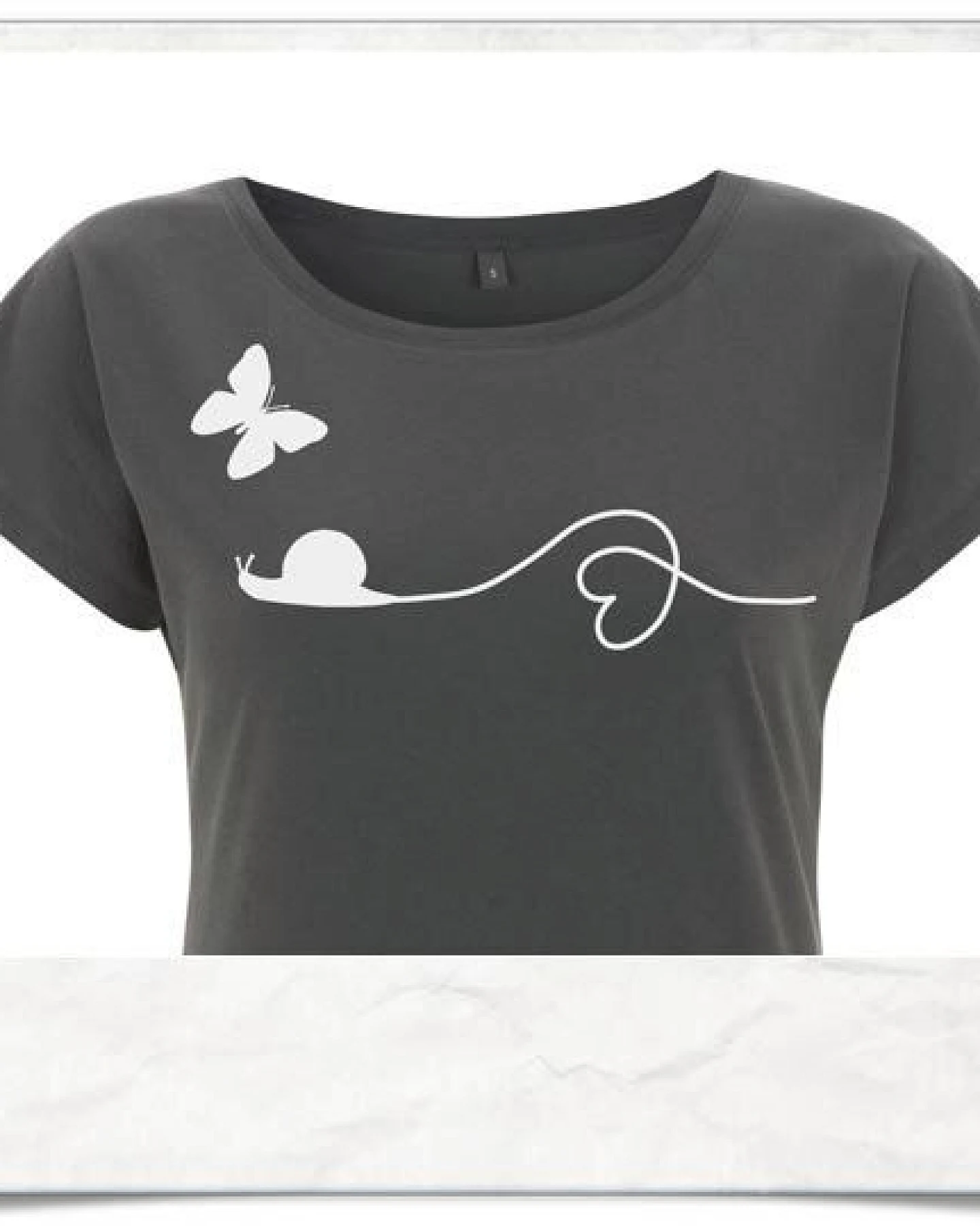 Picopoc T-Shirt Schnecke und Schmetterling in grau – Ansicht 2