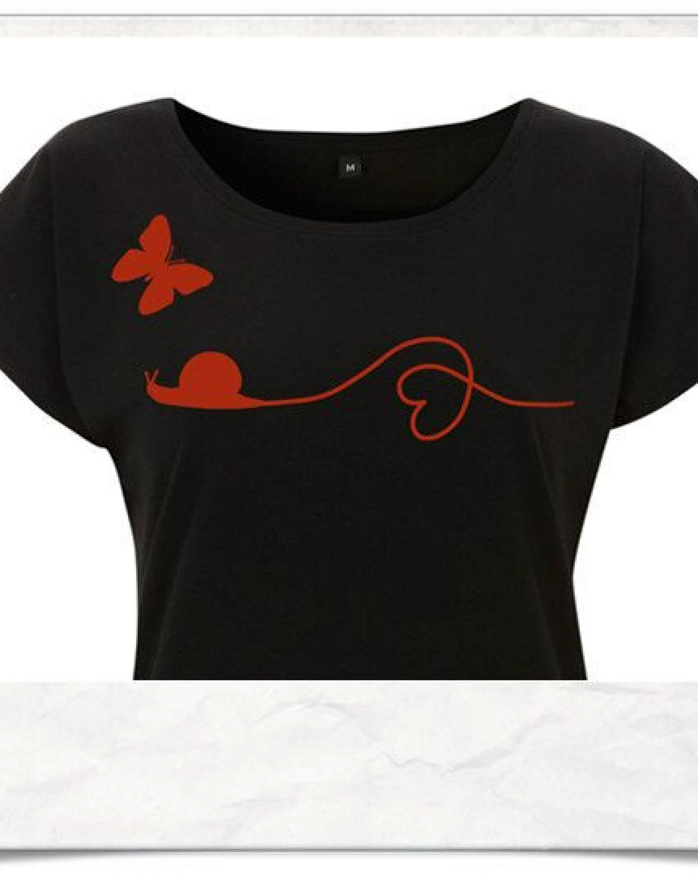 Picopoc T-Shirt Schnecke & Schmetterling in Schwarz & Rot für Frauen – Ansicht 2