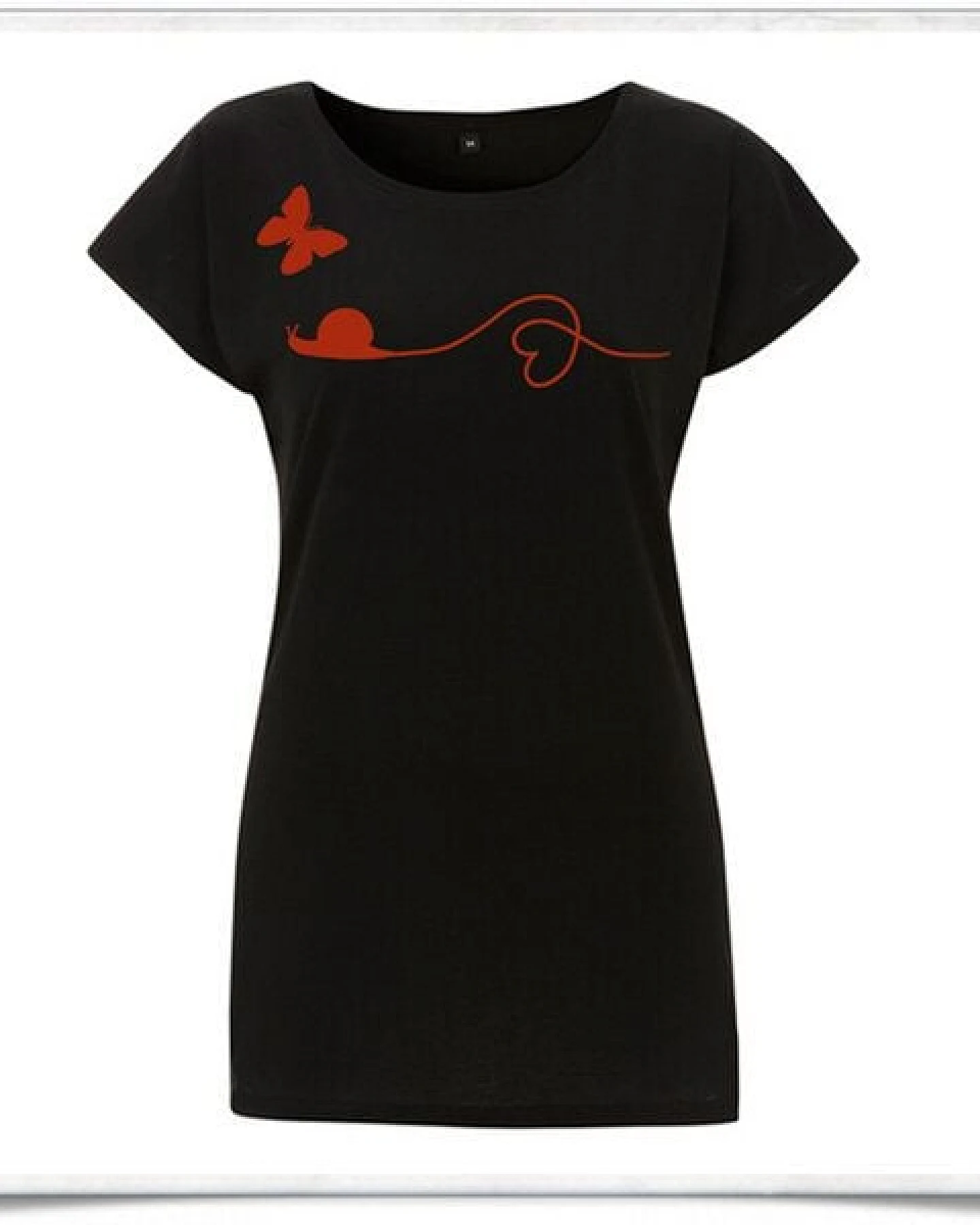 Picopoc T-Shirt Schnecke & Schmetterling in Schwarz & Rot für Frauen – Ansicht 4