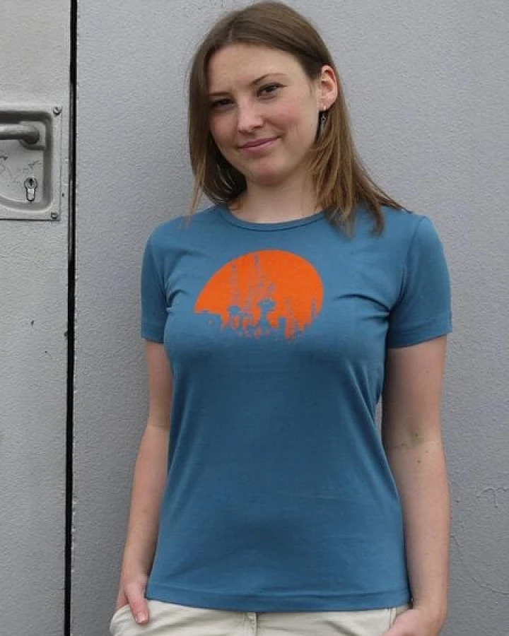 T-Shirtladen-Marktstrasse GmbH Kräne blaugrau Girl-T-Shirt