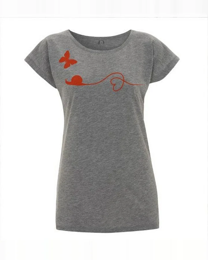 Picopoc T-Shirt Schnecke und Schmetterling in Grau & Rot