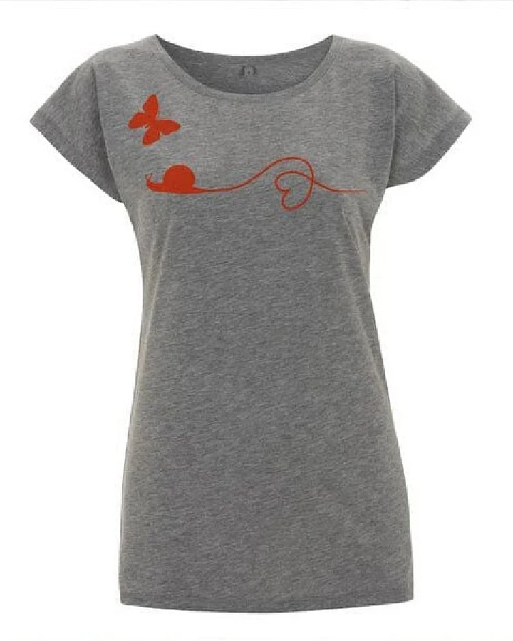 Picopoc T-Shirt Schnecke und Schmetterling in Grau & Rot