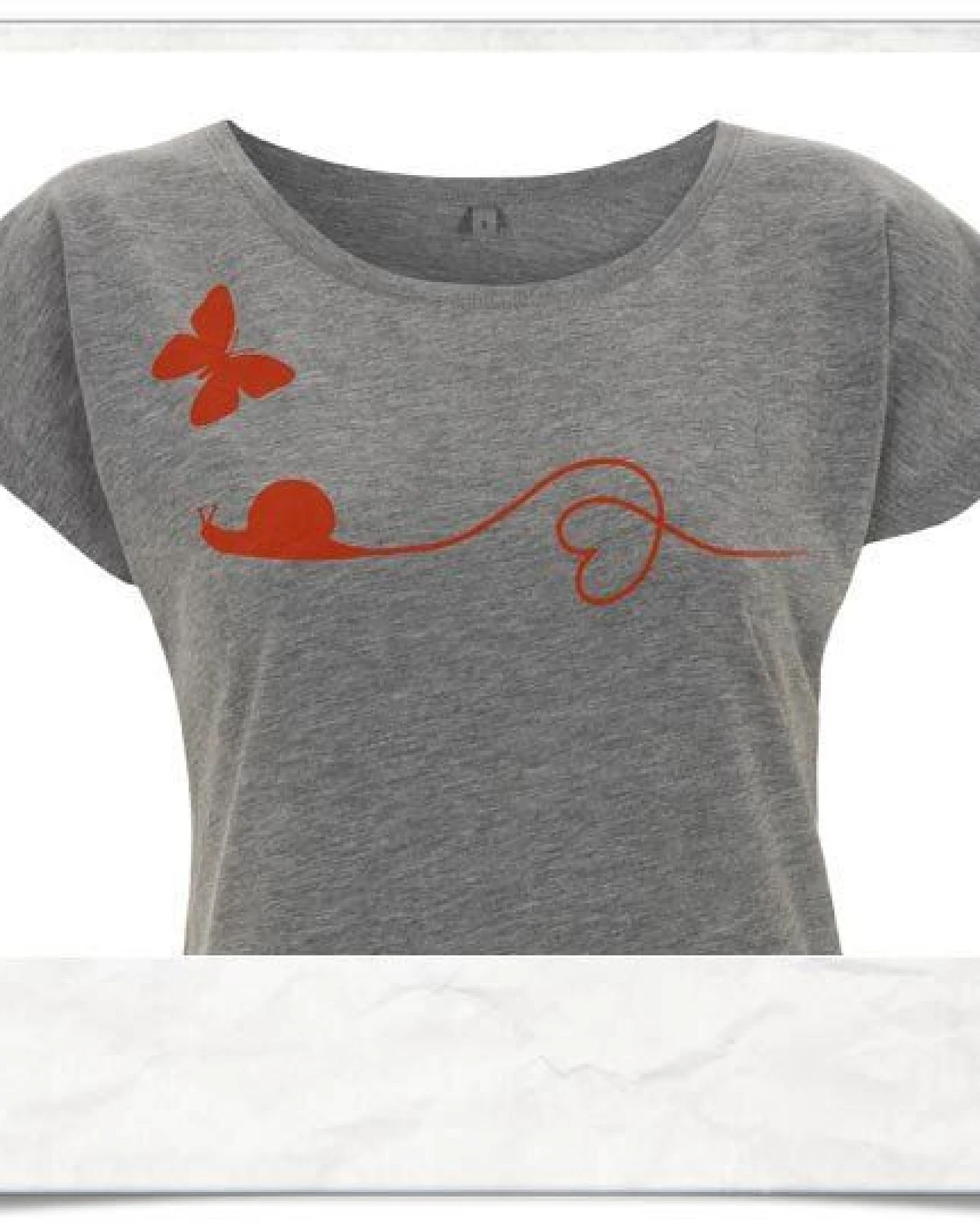 Picopoc T-Shirt Schnecke und Schmetterling in Grau & Rot – Ansicht 2