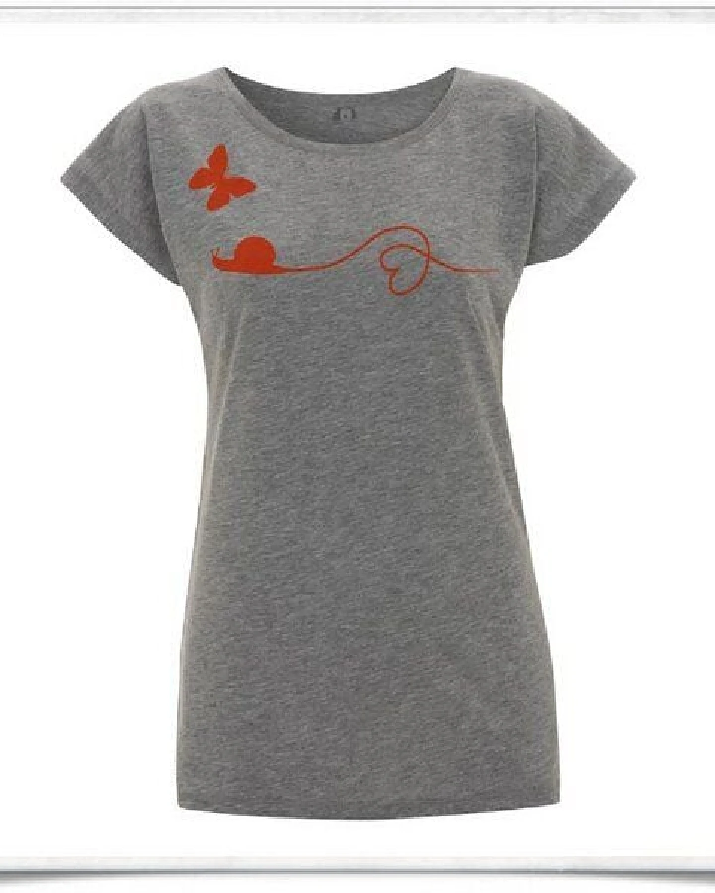 Picopoc T-Shirt Schnecke und Schmetterling in Grau & Rot – Ansicht 4