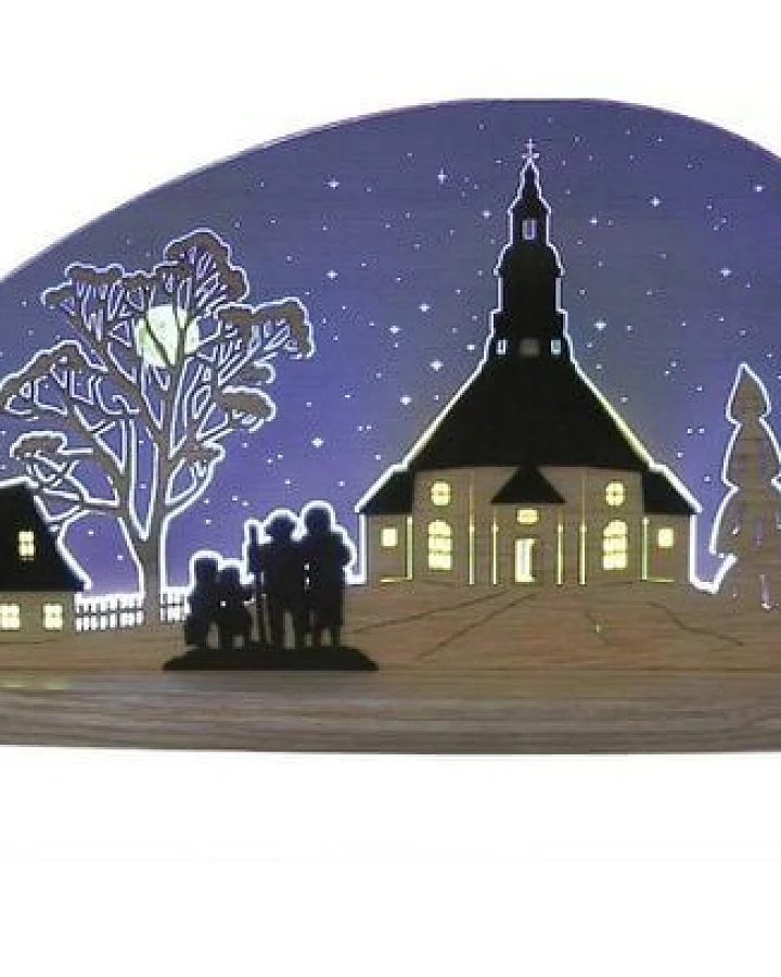 Weigla® Holzkunst Die Motivleuchte „Seiffener Kirche“ 3 D Effect aus dem Erzgebirge