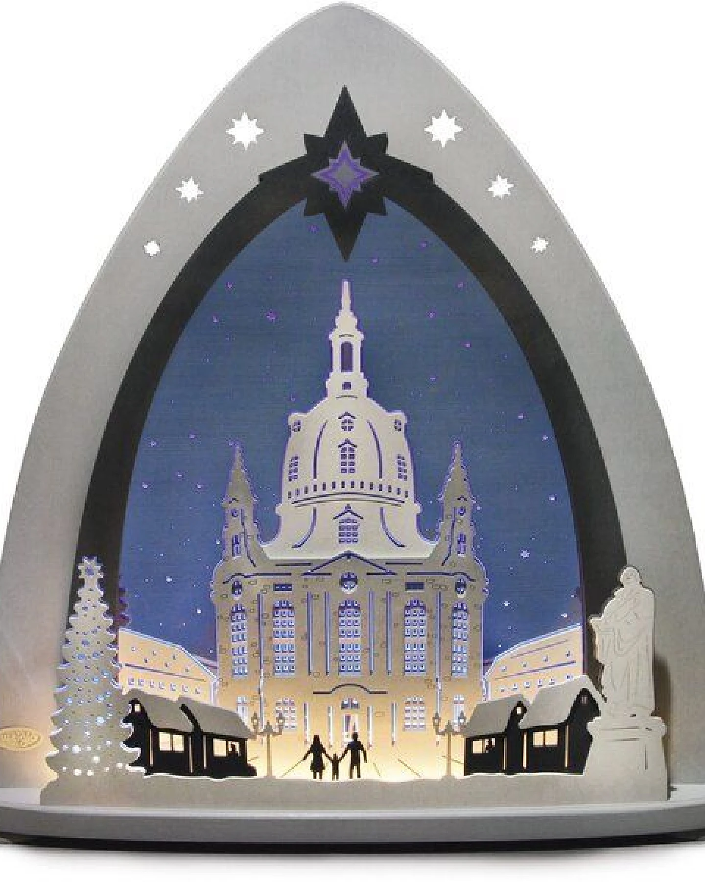 Weigla® Holzkunst Moderne LED Lichterspitze Schwibbogen "Dresdner Frauenkirche" traumhaft aus dem Erzgebirge – Ansicht 2