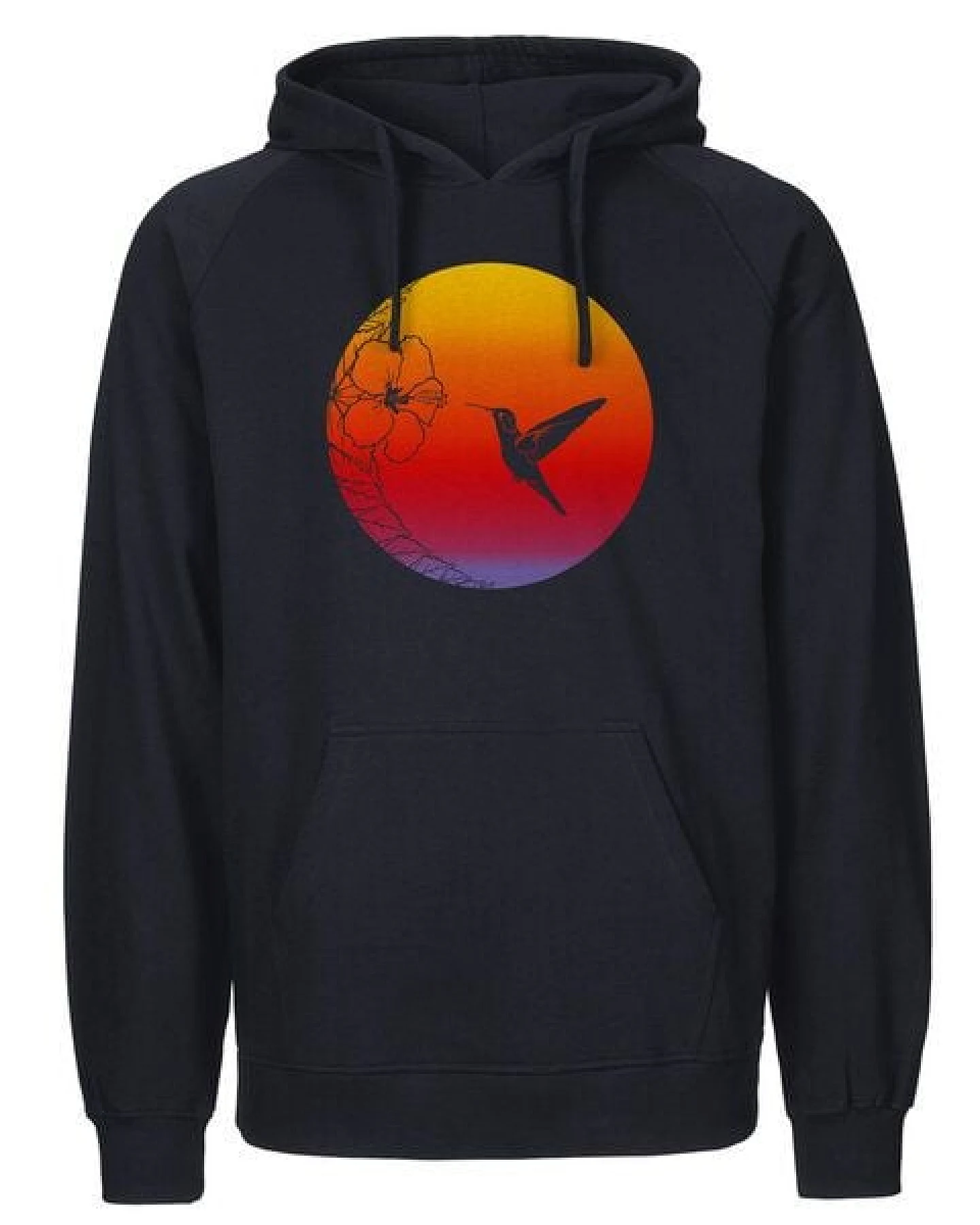 HANDGEDRUCKT "Kolibri" Männer Hoody aus reiner Biobaumwolle (kbA) – Ansicht 4