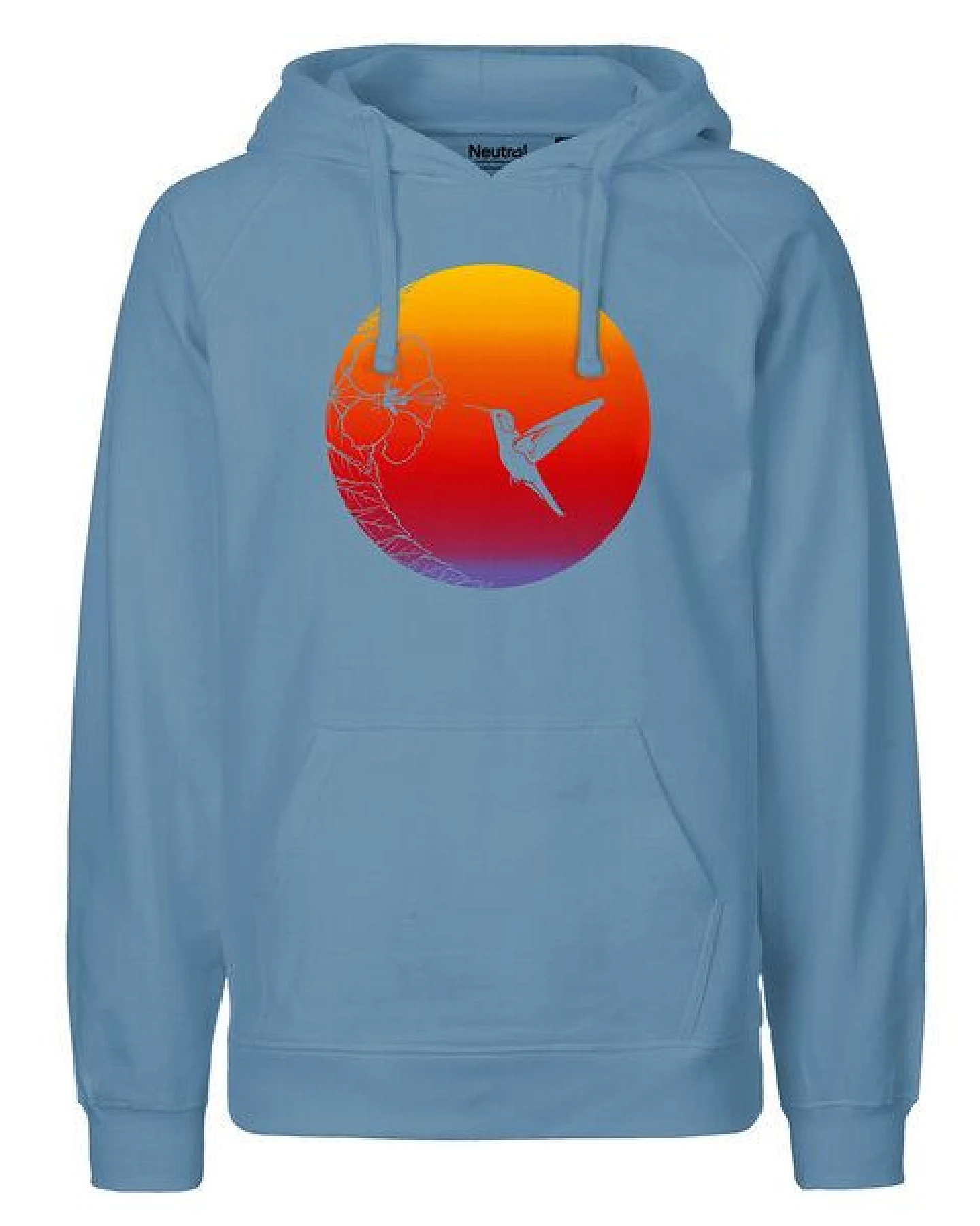 HANDGEDRUCKT "Kolibri" Männer Hoody aus reiner Biobaumwolle (kbA) – Ansicht 4