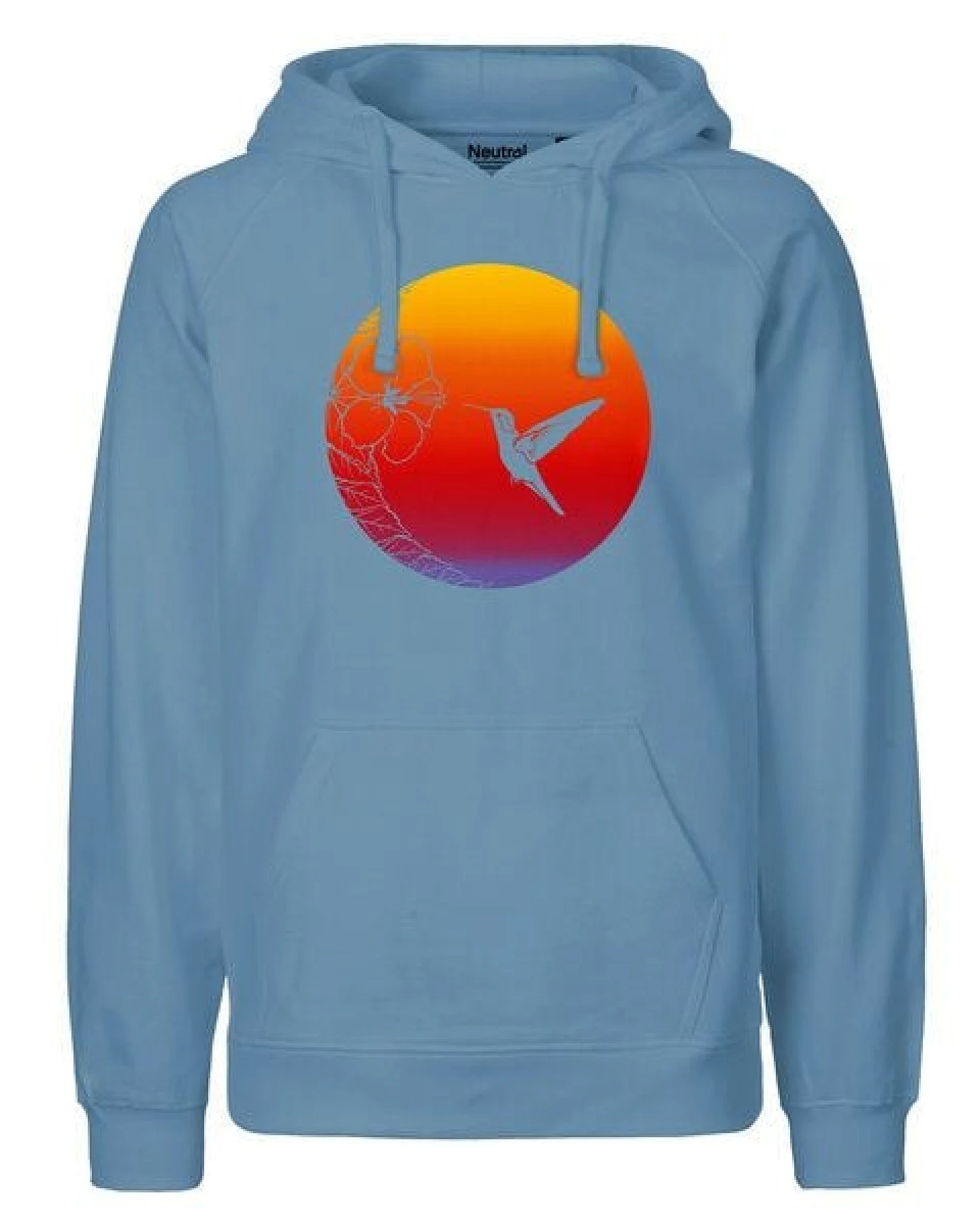 HANDGEDRUCKT "Kolibri" Männer Hoody aus reiner Biobaumwolle (kbA) – Ansicht 4