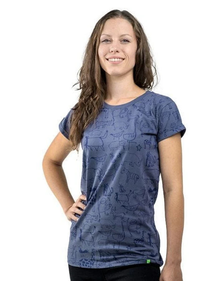 Kipepeo-Clothing Gemustertes Damen T-Shirt aus Bio-Baumwolle "Wanyama" charcoal grau