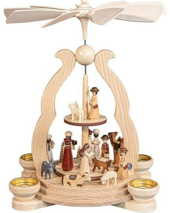 Müller Seiffen Bogenpyramide Christi Geburt NEU für Teelichter und Pyramidenkerzen