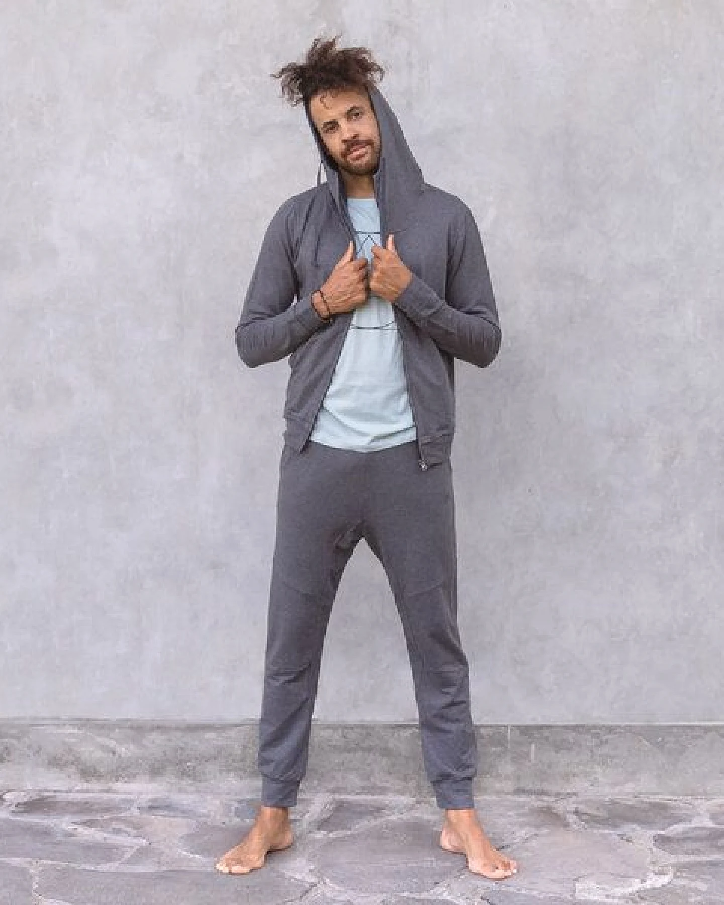 Jaya LEON MELANGE - Männer - Hoodie für Yoga und Freizeit aus Biobaumwolle – Ansicht 2