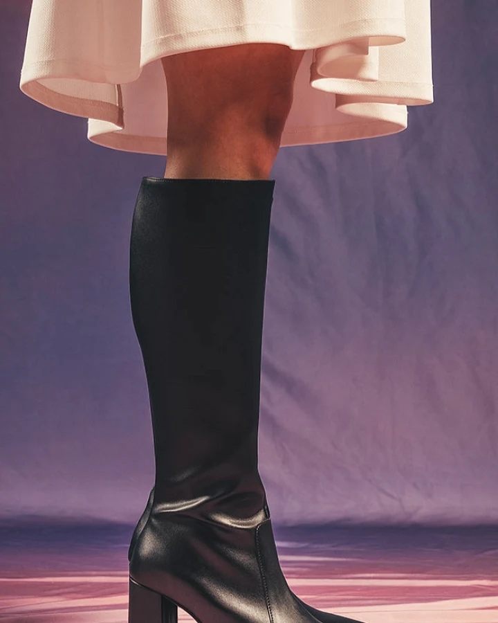 NAE Damen vegan Kniestiefel Iona Schwarz