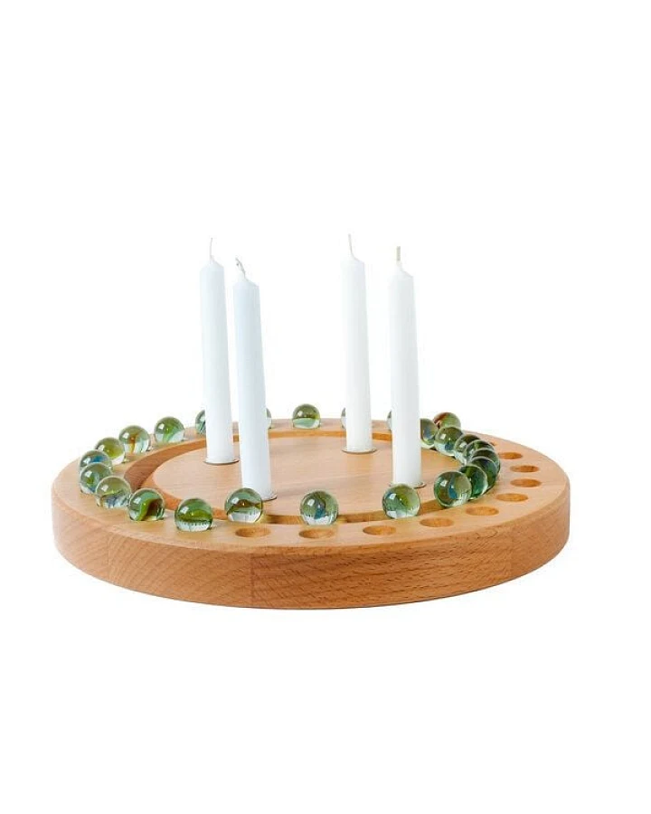 klotzaufklotz Adventskalender und Adventskranz mit Baumkerzen