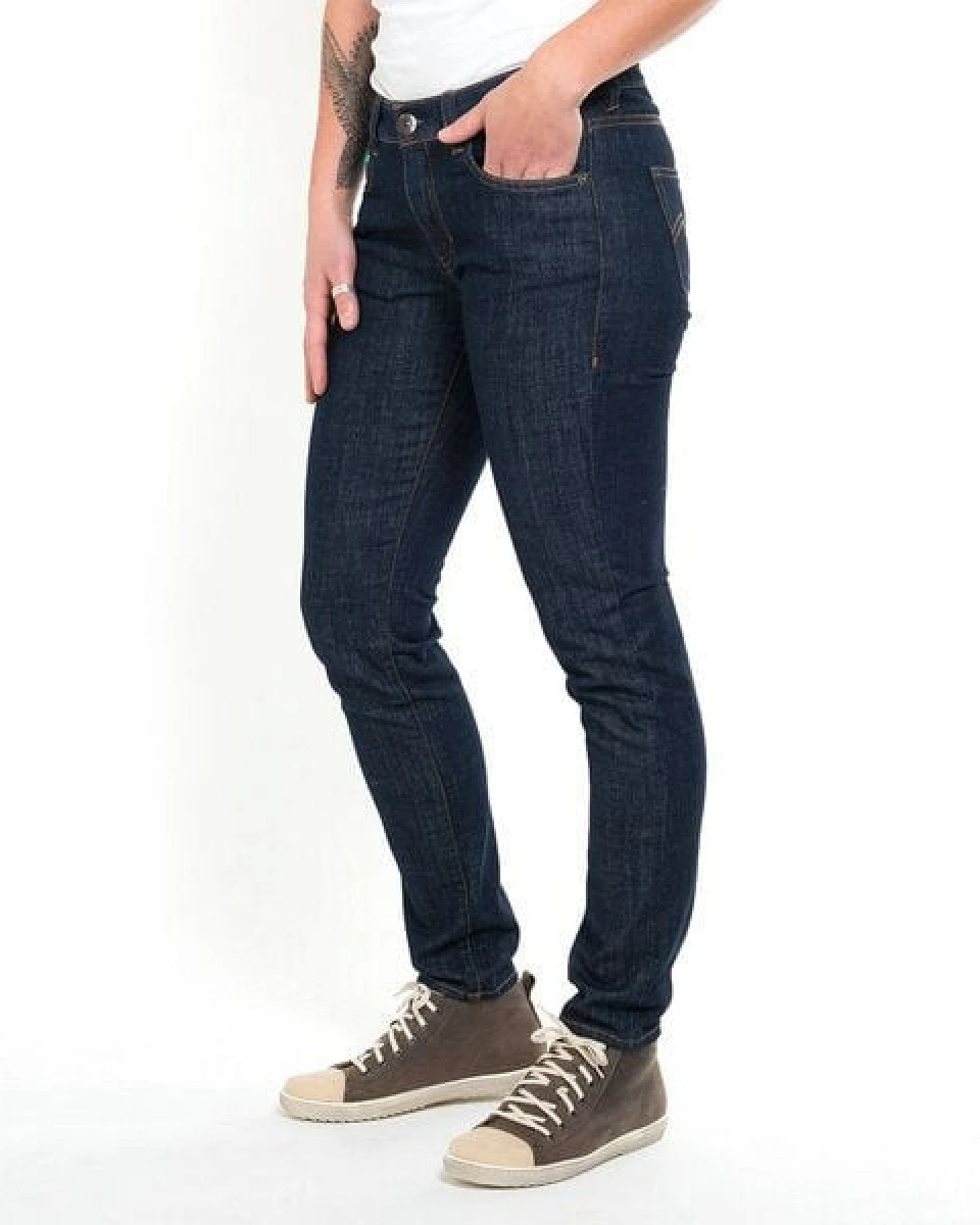 fairjeans dunkelblaue Jeans SLIMMY NAVY, schmales, anliegendes Bein, mittelhoher Bund, aus Bio-Cotton – Ansicht 3
