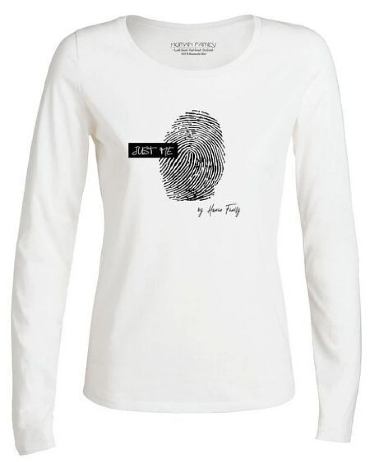 Human Family Damen Longsleeve - "Have Fun - Just Me" in white