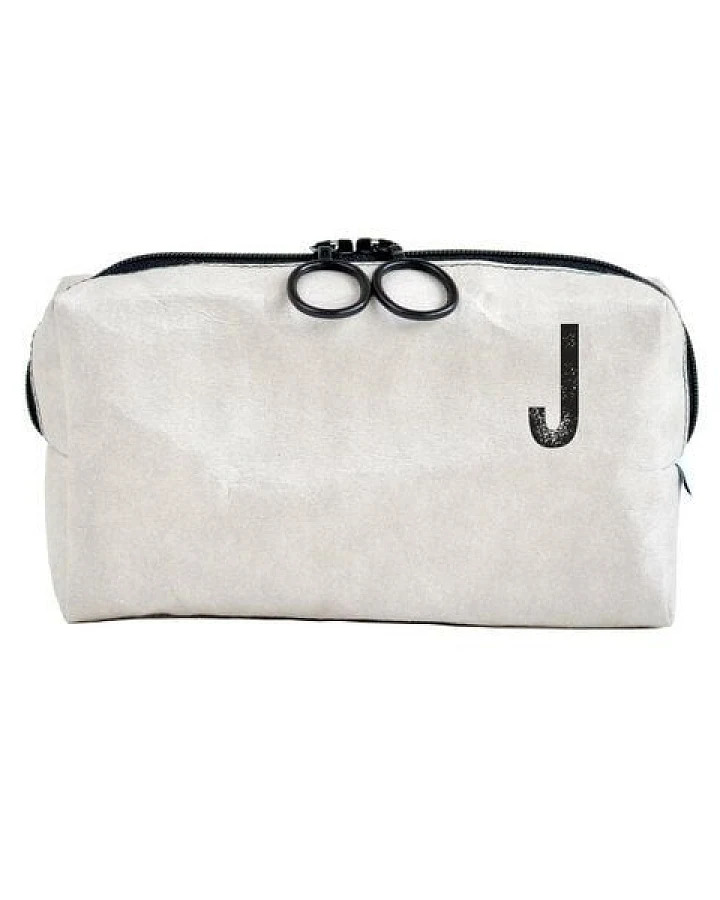renna deluxe Kulturtasche und Kosmetiktasche mit Monogramm, vegan GRAU