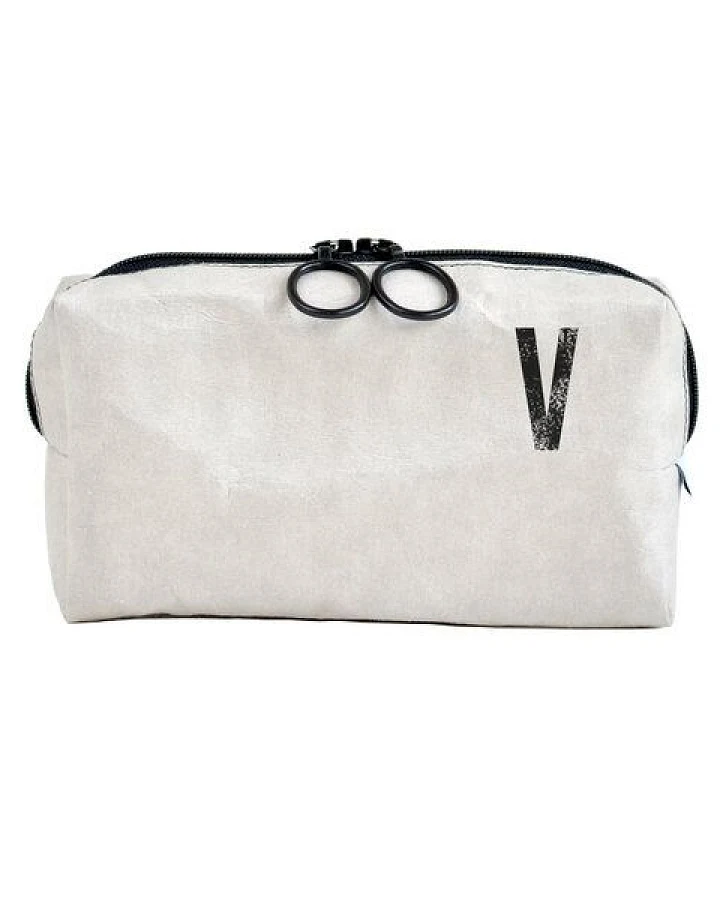 renna deluxe Kulturtasche und Kosmetiktasche mit Monogramm, vegan GRAU