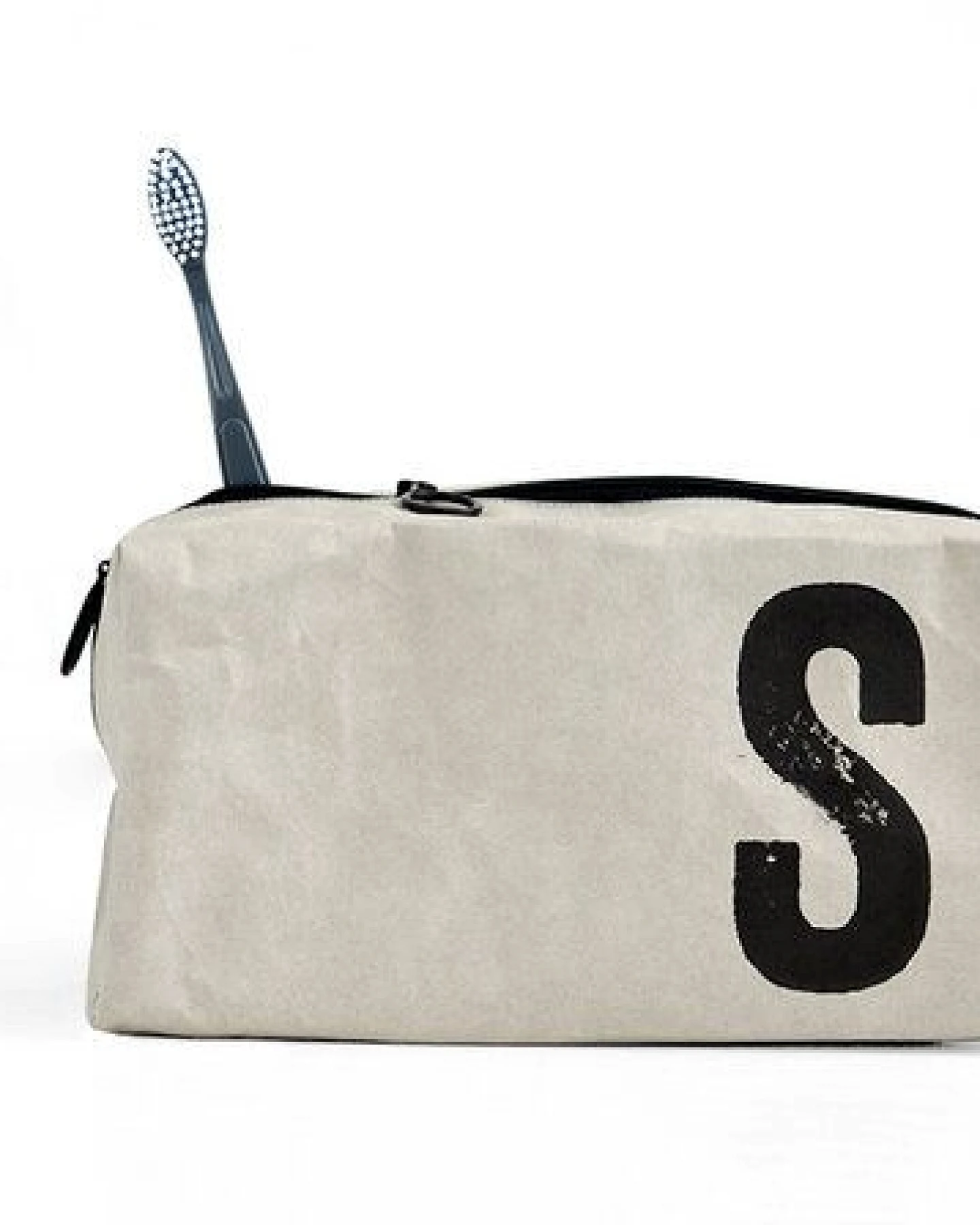 renna deluxe Kulturtasche und Kosmetiktasche mit Monogramm, vegan GRAU – Ansicht 2
