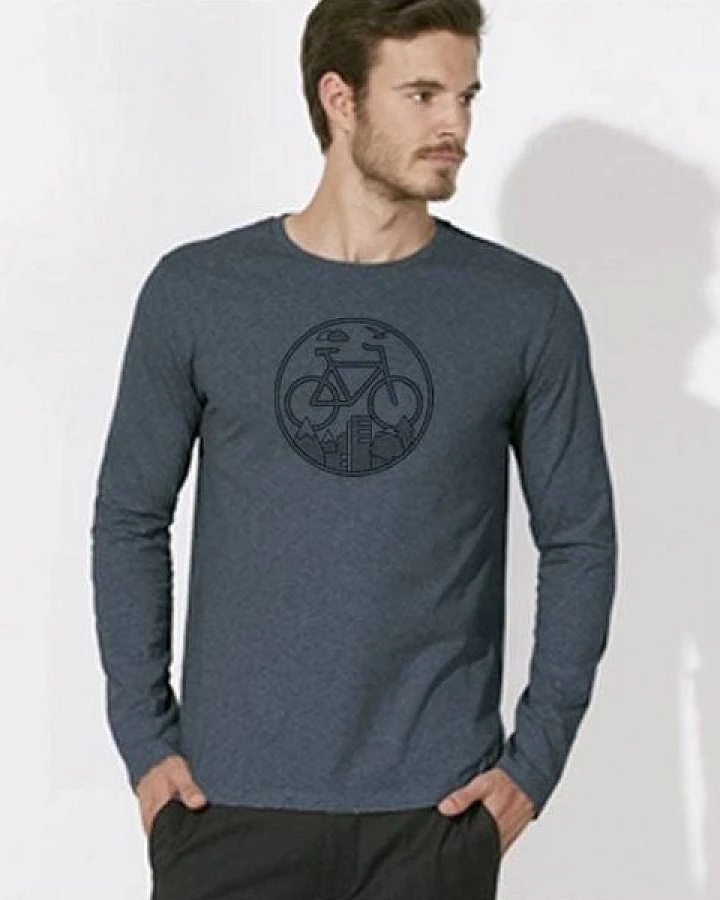 Picopoc Fahrrad / Bike / Stadt / Land / Natur / outdoor / Langarm T-Shirt in Blau & Schwarz