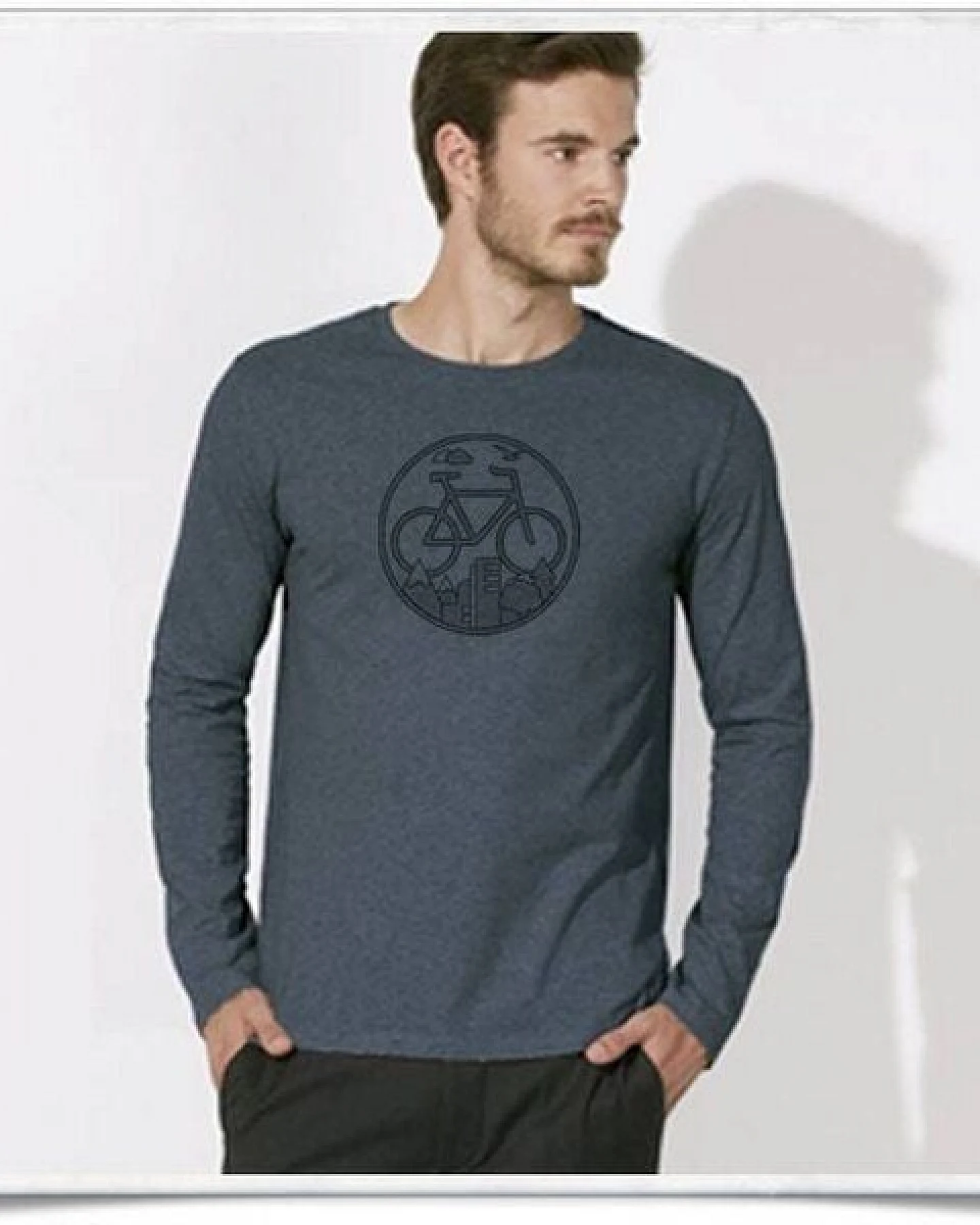 Picopoc Fahrrad / Bike / Stadt / Land / Natur / outdoor / Langarm T-Shirt in Blau & Schwarz – Ansicht 4