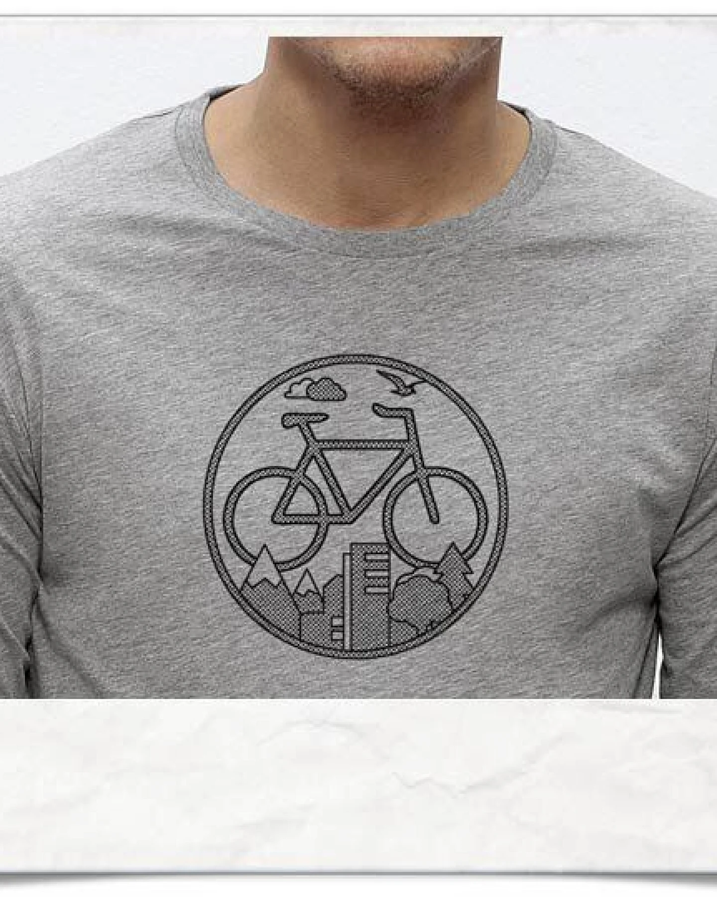Picopoc Fahrrad / Bike / Stadt / Land / Natur / Outdoor / Langarm T-Shirt in Grau & Schwarz – Ansicht 3