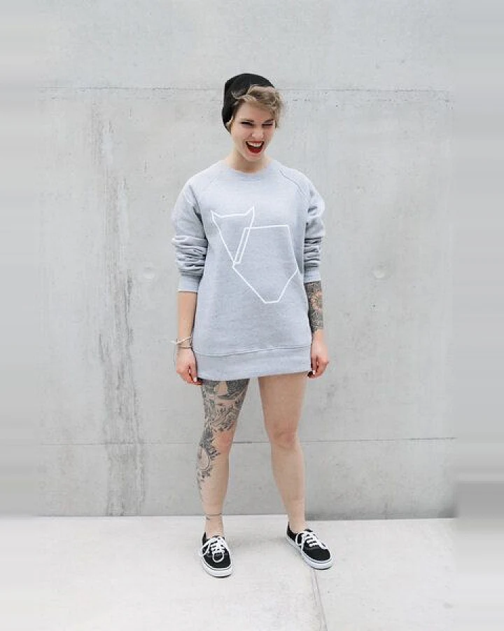 Pullover Grafikherz Unisex hellgrau VEROIKON