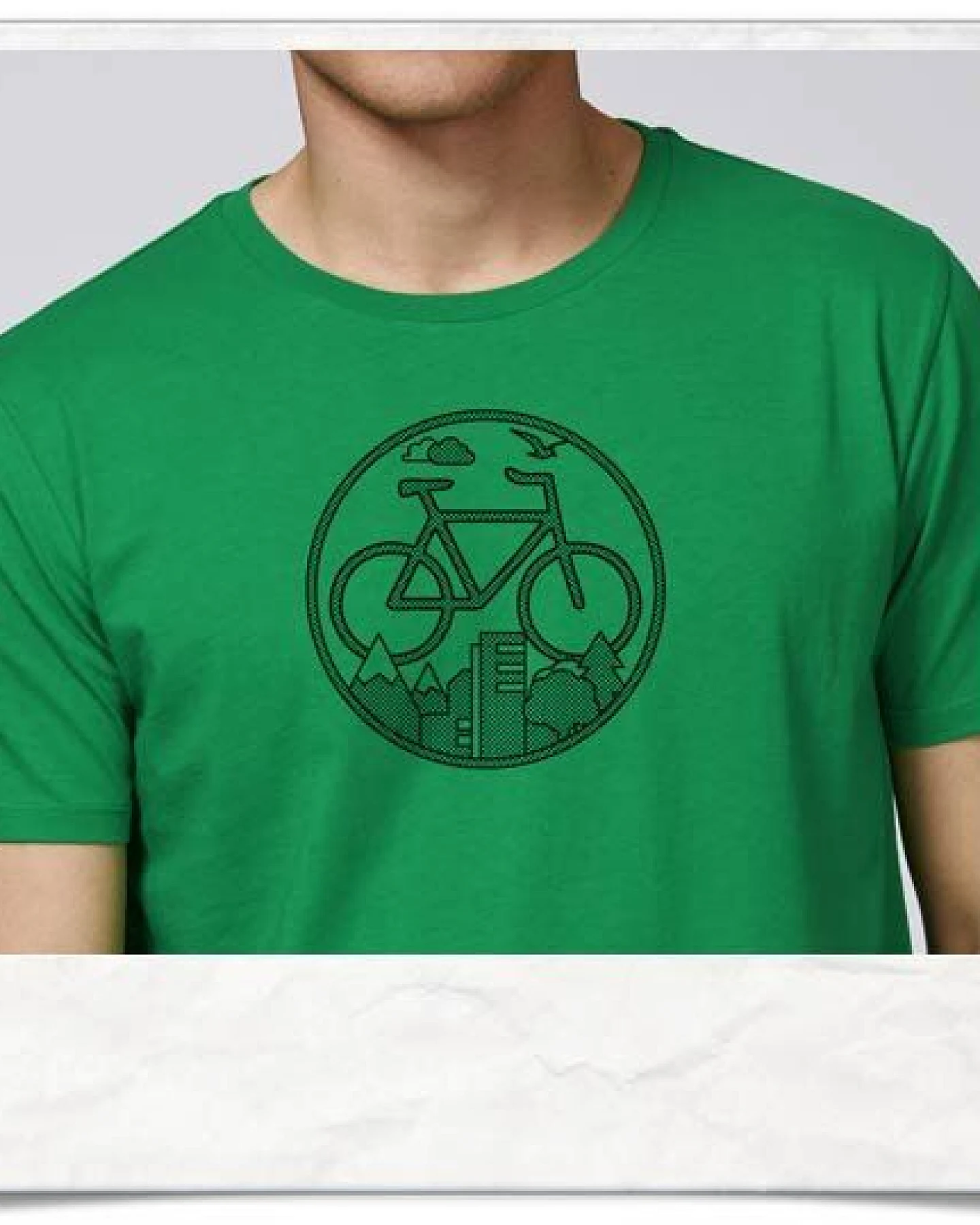 Picopoc Fahrrad / Stadt & Natur, Berge & Bäume T-Shirt in Grün & Schwarz – Ansicht 4