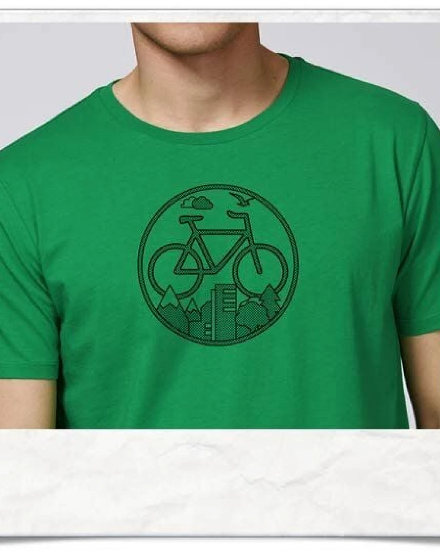 Picopoc Fahrrad / Stadt & Natur, Berge & Bäume T-Shirt in Grün & Schwarz – Ansicht 4