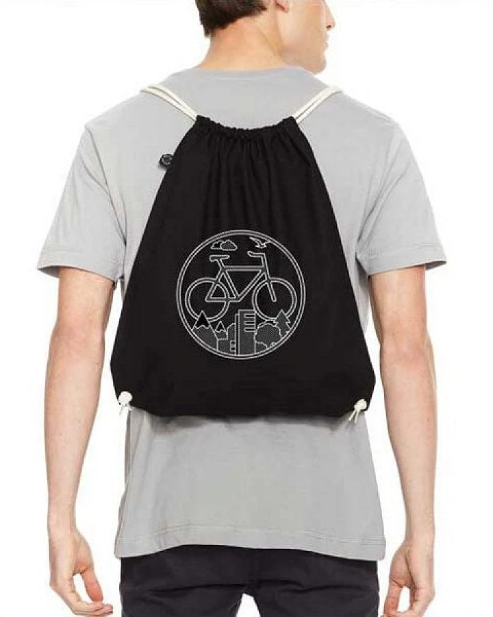 Picopoc Turnbeutel Fahrrad / Gym Bag / Rucksack in Schwarz & Weiß aus Biobaumwolle