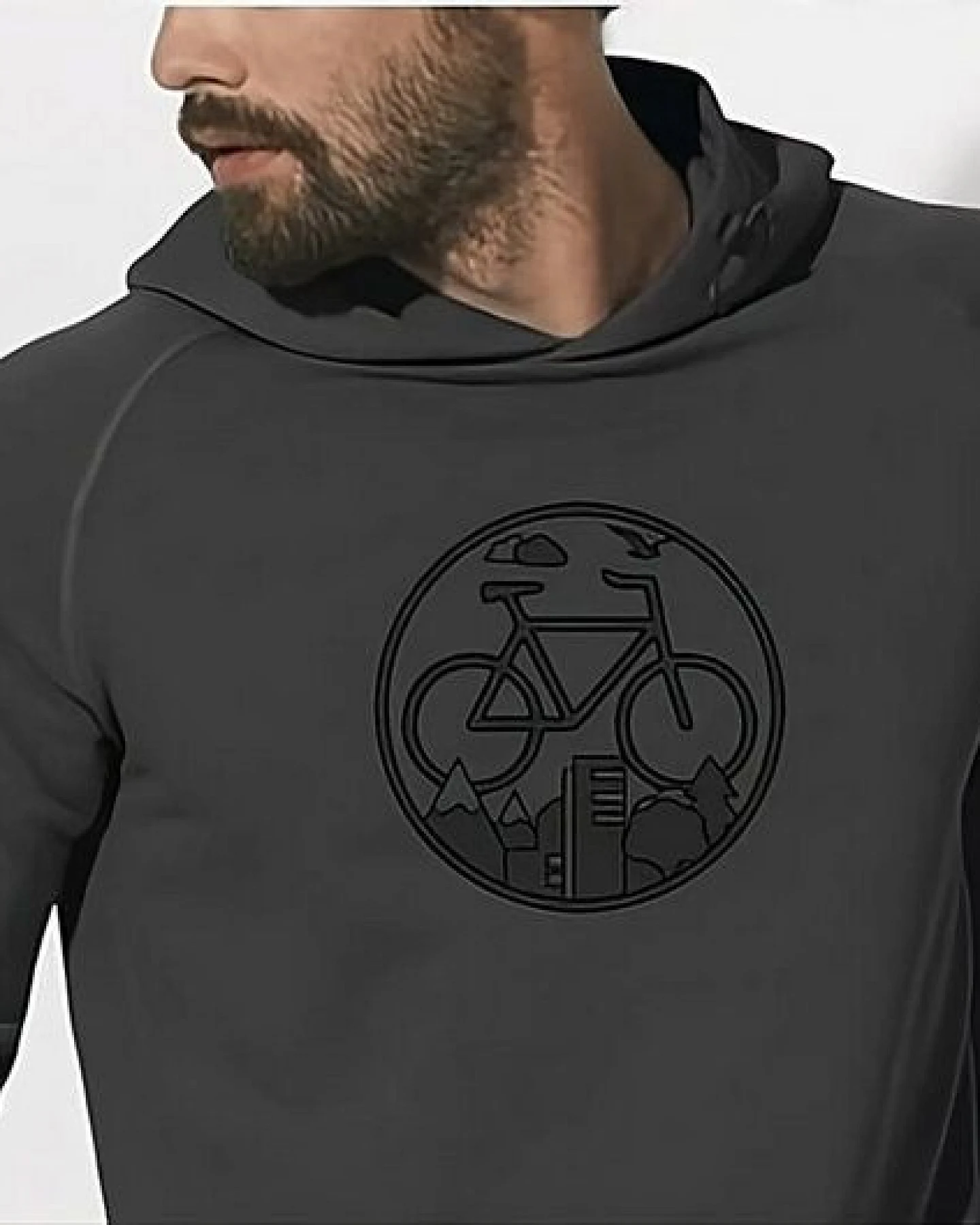 Picopoc Fahrrad / Bike Hoodie / Kapuzenpullover in Grau & Schwarz (dicke Qualität) – Ansicht 2