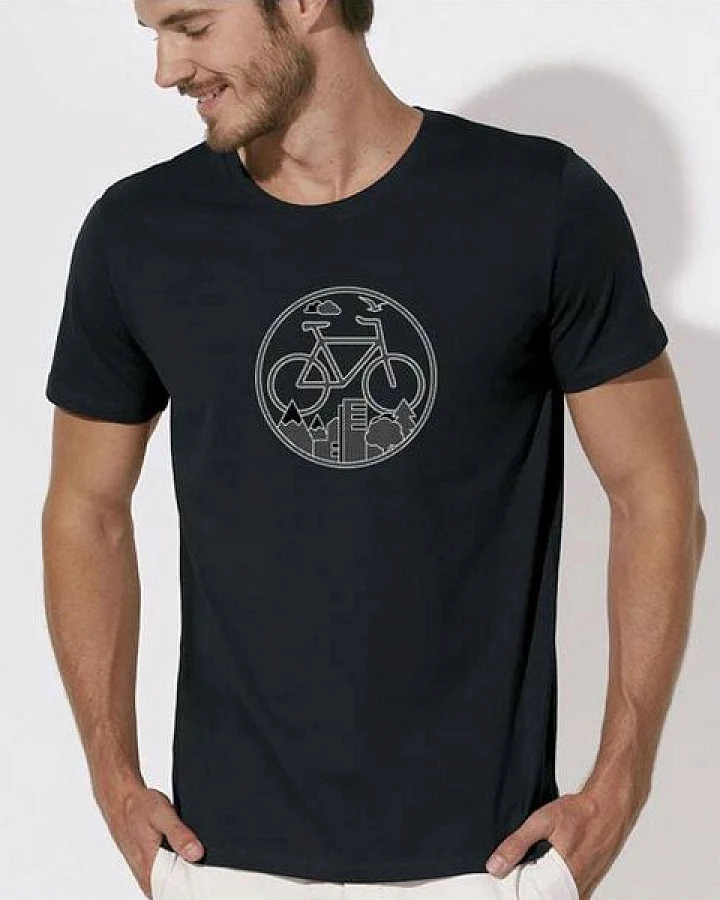 Picopoc Fahrrad / Stadt & Natur, Berge & Bäume T-Shirt in Schwarz & Weiß