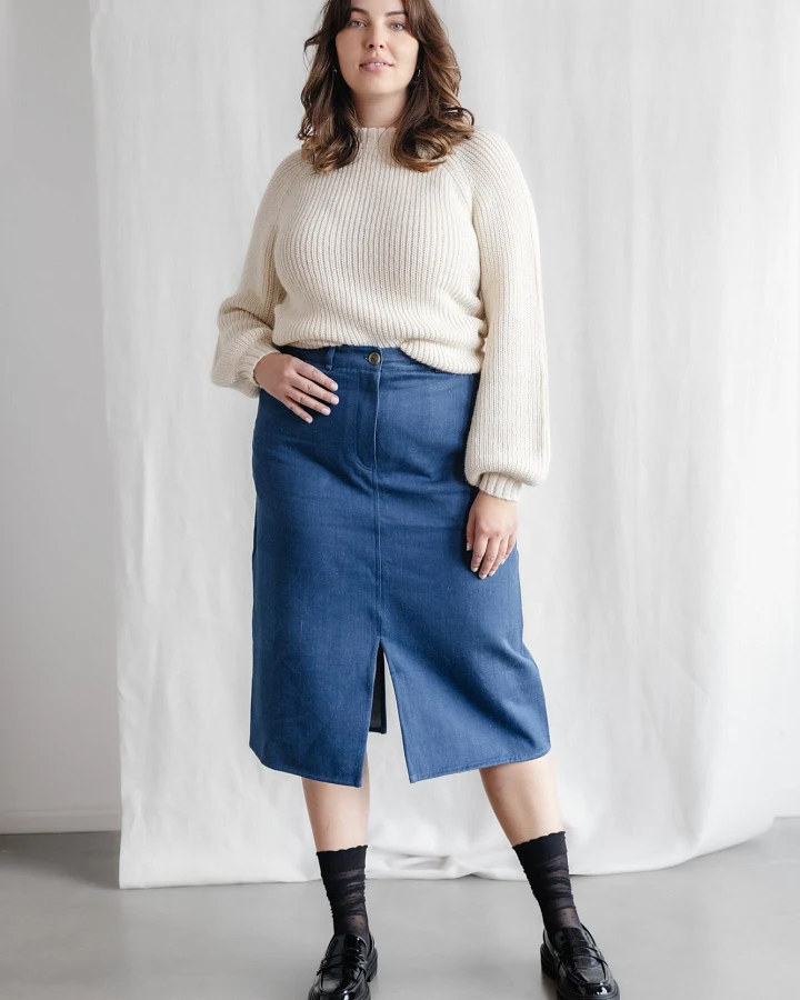 Jyoti Fair Works Damen vegan Rock Aleena Denim Blau