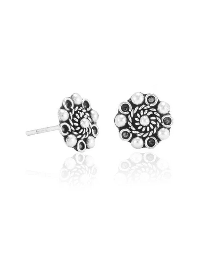 pakilia Silber Ohrstecker Kugel Kordel Fair-Trade und handmade