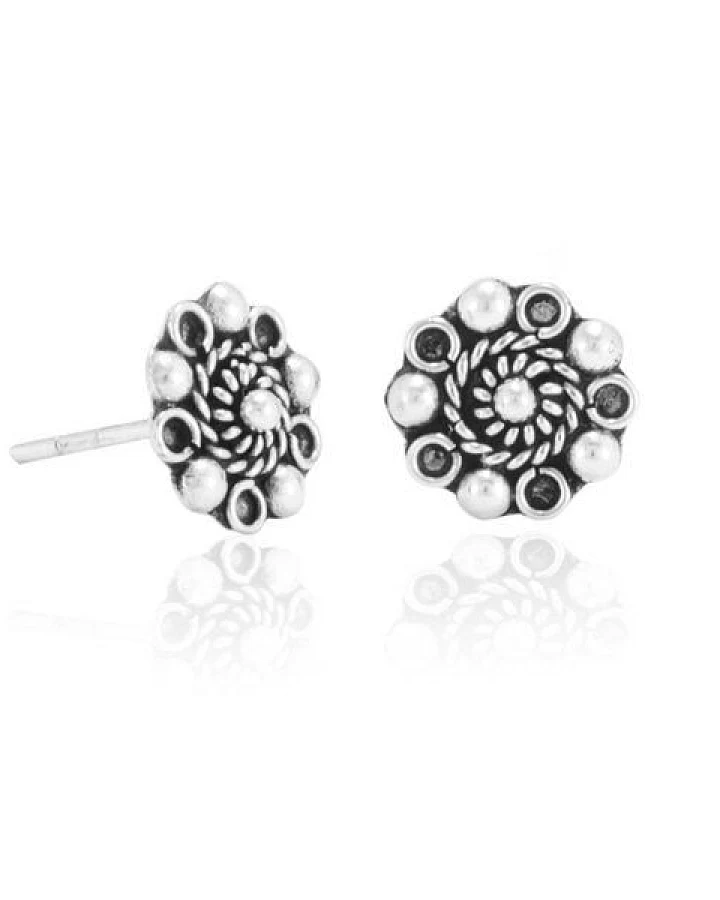 pakilia Silber Ohrstecker Kugel Kordel Fair-Trade und handmade