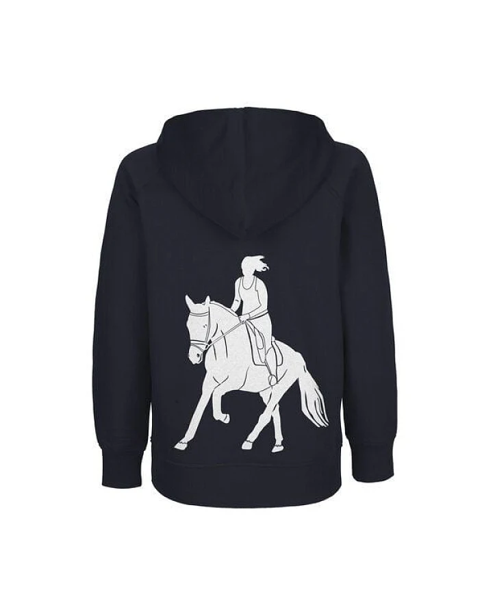 HANDGEDRUCKT "Galopp" Kinder Hoody aus reiner Biobaumwolle (kbA) Pferd