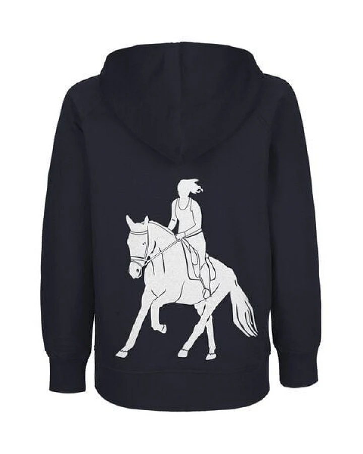 HANDGEDRUCKT "Galopp" Kinder Hoody aus reiner Biobaumwolle (kbA) Pferd