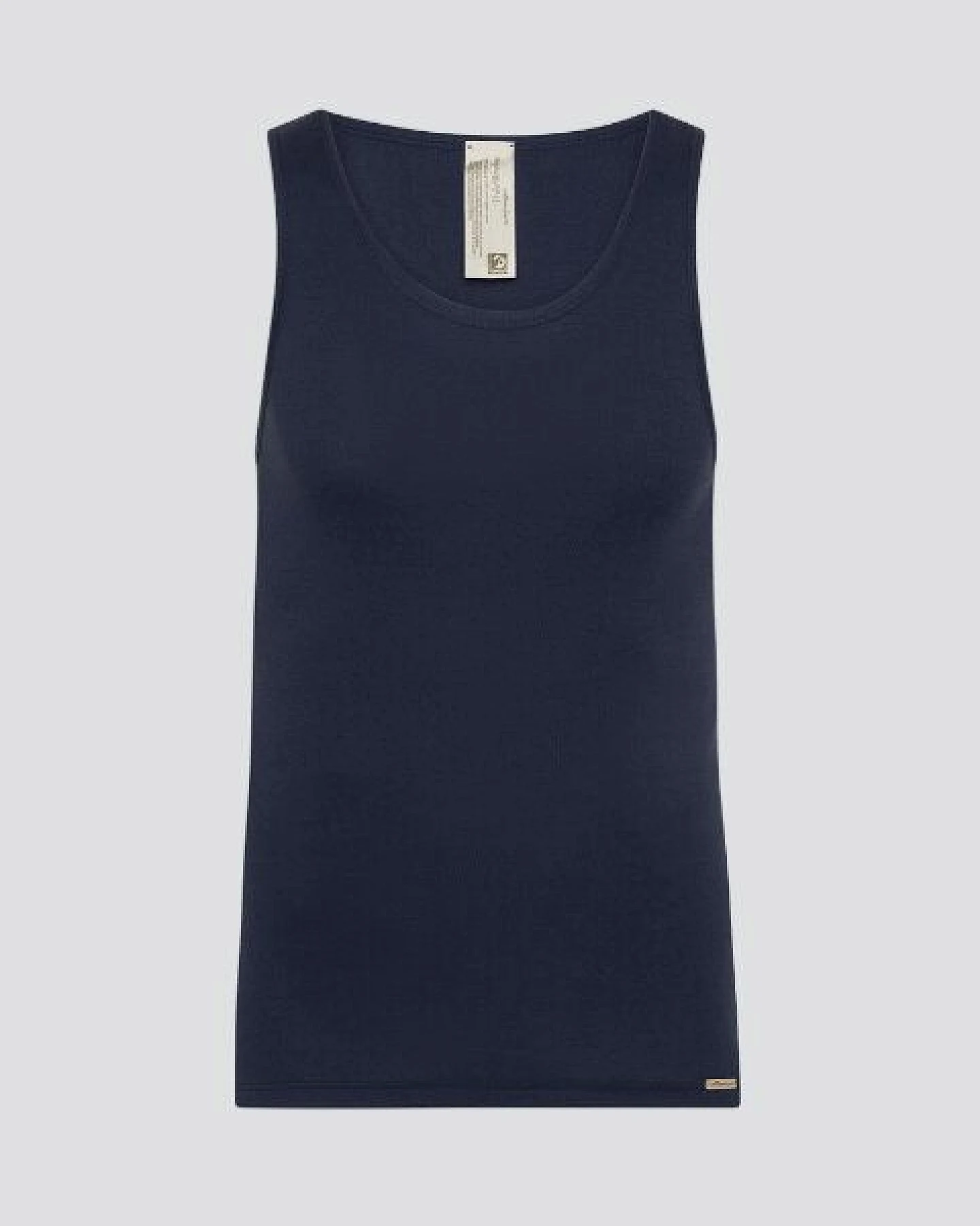 comazo|earth Fairtrade Shirt ohne Arm Feinripp, marine und bio-natur – Ansicht 3
