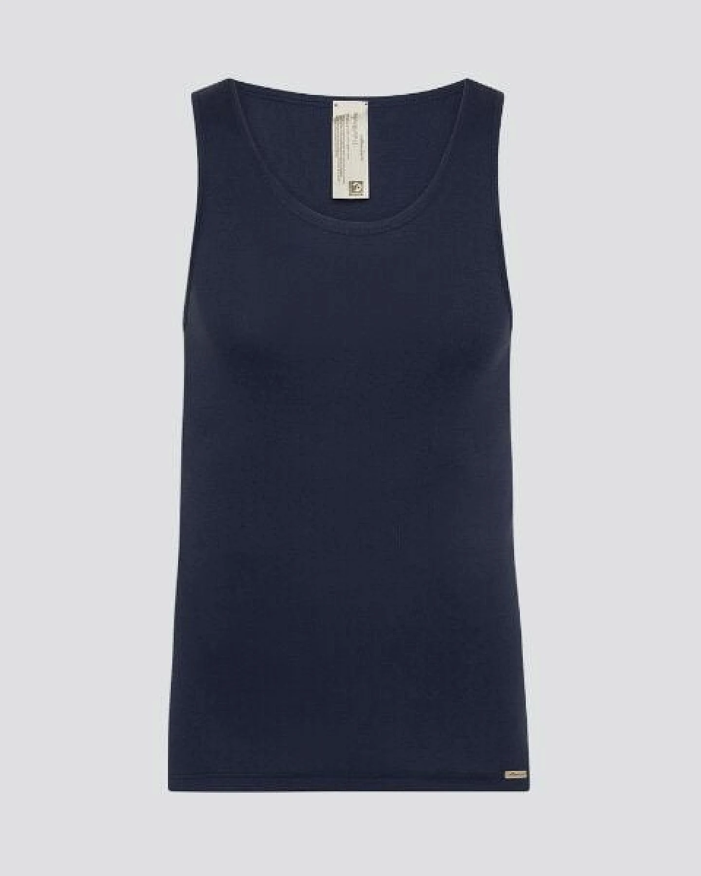 comazo|earth Fairtrade Shirt ohne Arm Feinripp, marine und bio-natur – Ansicht 3